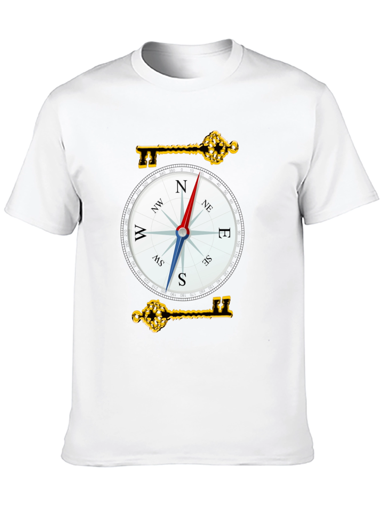 Compass & Key Graphic T-Shirt - Stylish Adventure Tee