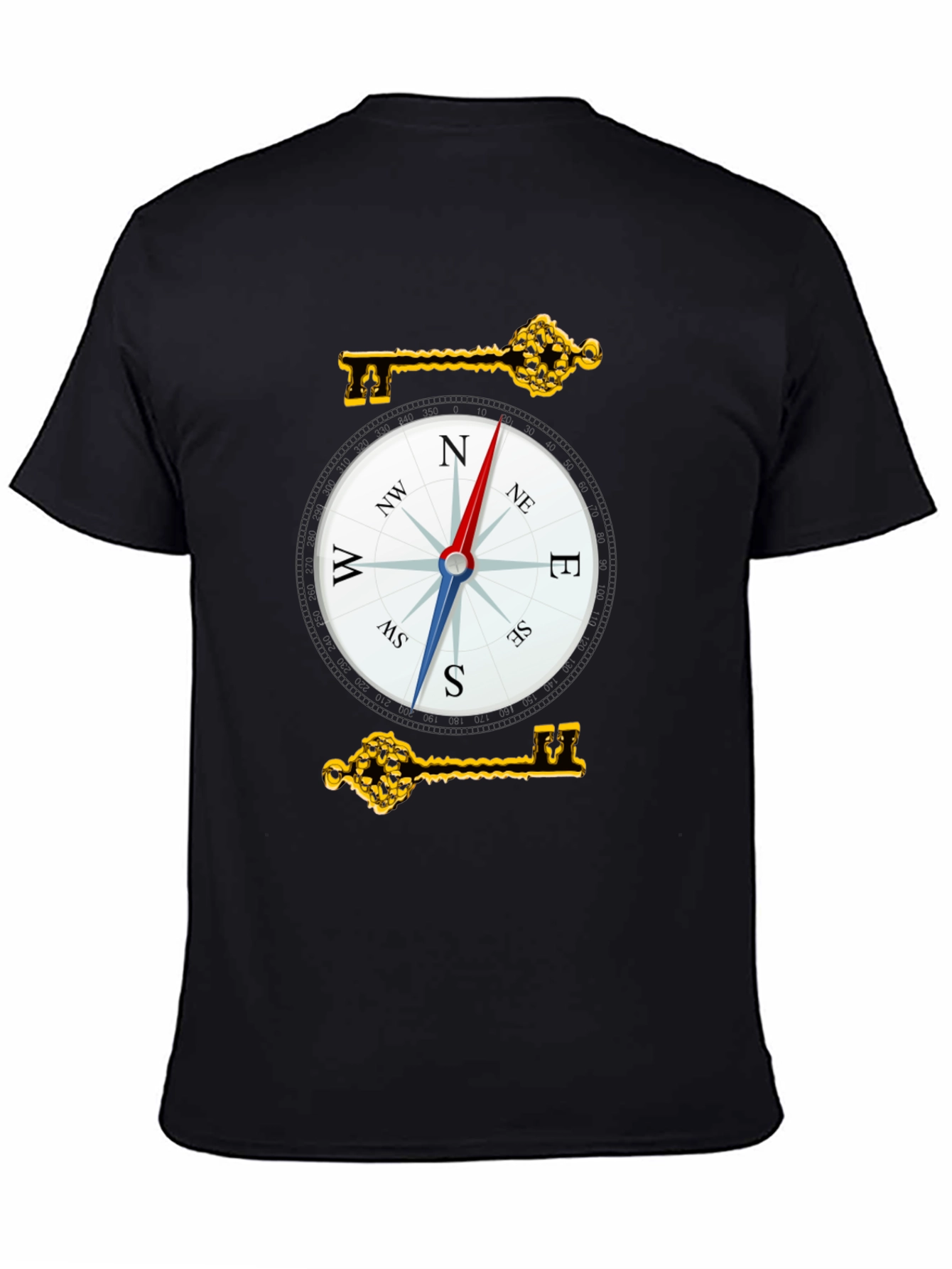 Compass & Key Graphic T-Shirt - Stylish Adventure Tee