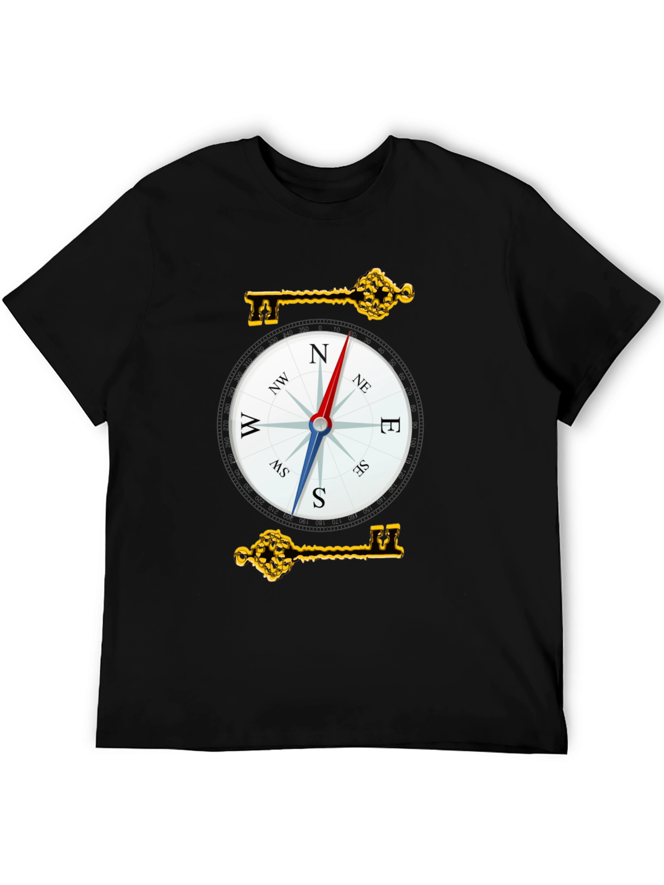 Compass & Key Graphic T-Shirt - Stylish Adventure Tee