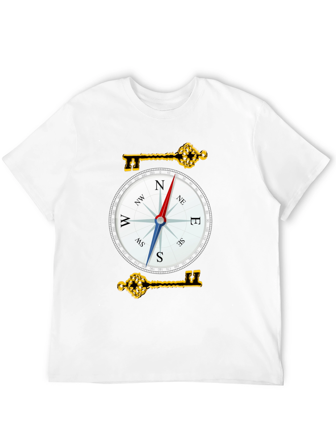 Compass & Key Graphic T-Shirt - Stylish Adventure Tee