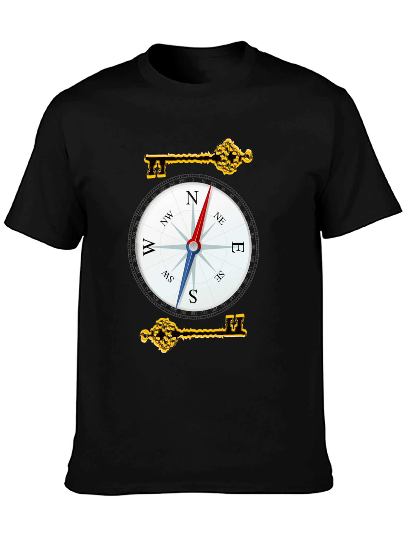 Compass & Key Graphic T-Shirt - Stylish Adventure Tee