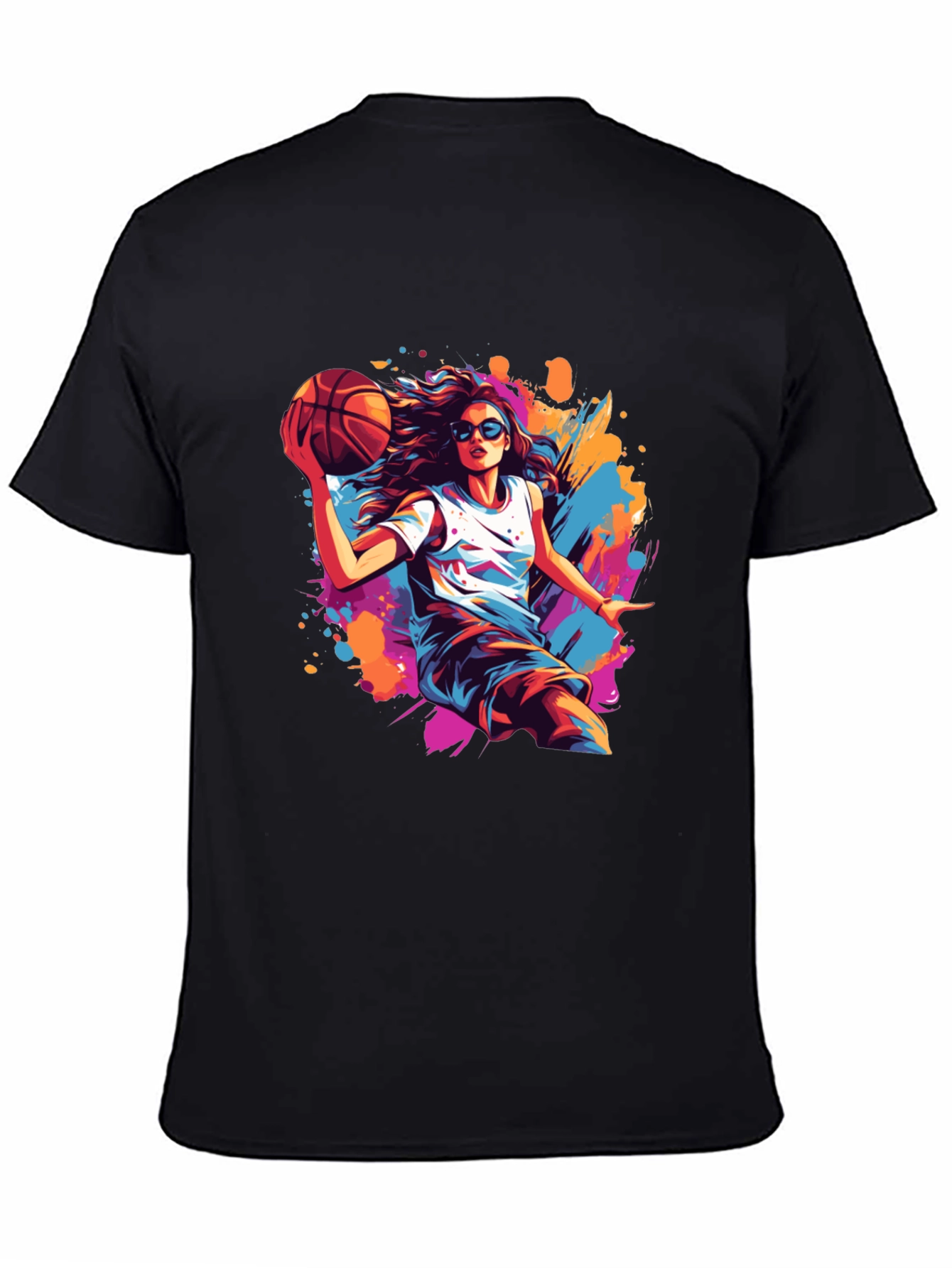 Basketball Girl Black T-Shirt - Stylish Graphic Tee