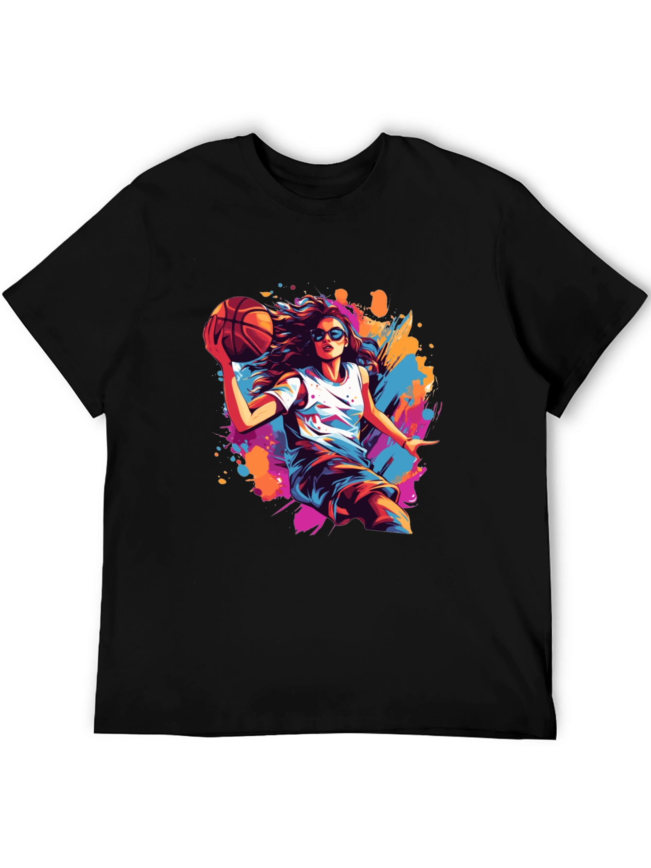 Basketball Girl Black T-Shirt - Stylish Graphic Tee