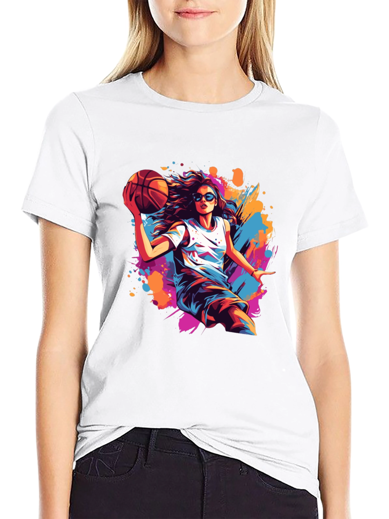 Basketball Girl Black T-Shirt - Stylish Graphic Tee
