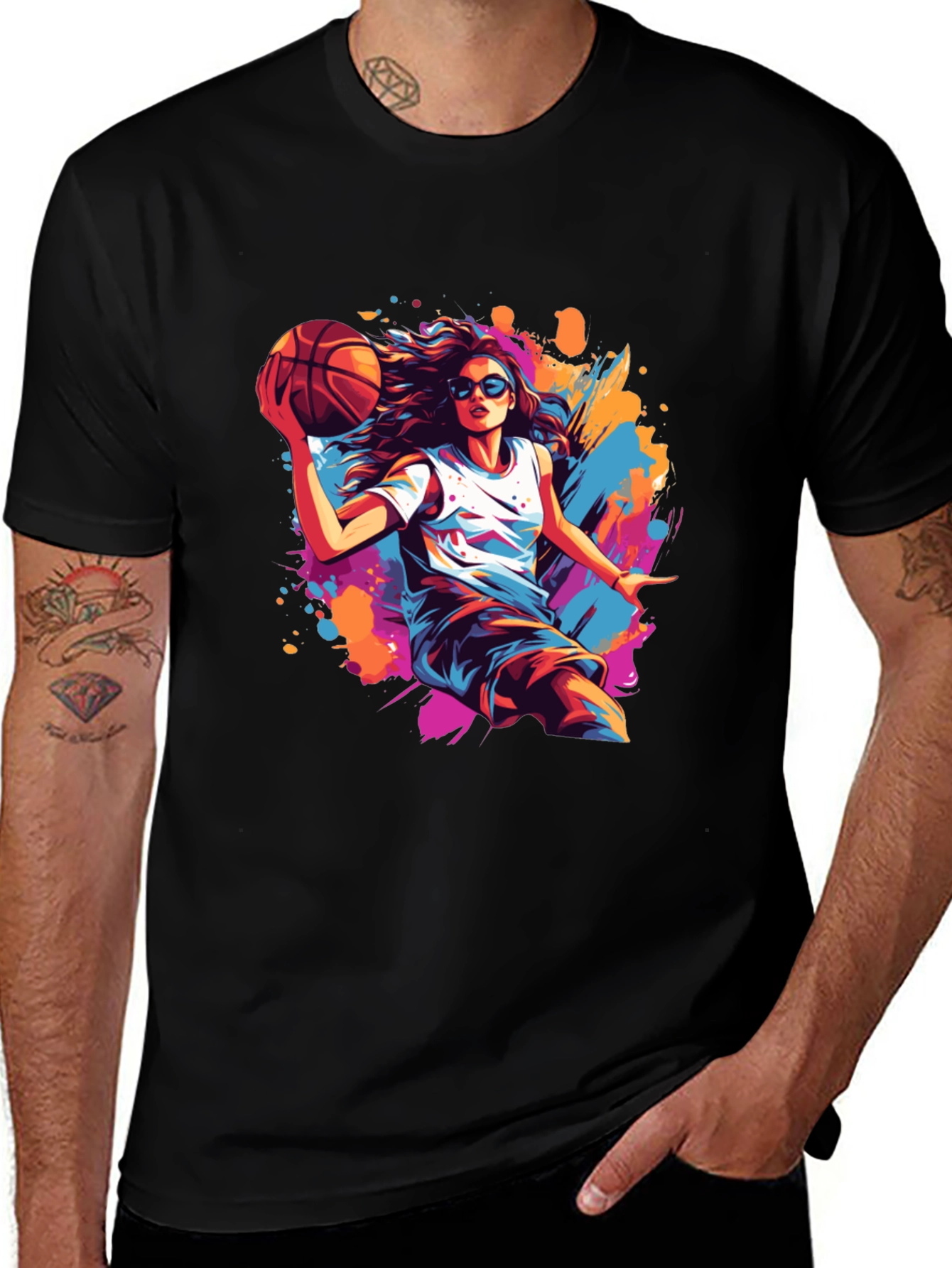 Basketball Girl Black T-Shirt - Stylish Graphic Tee