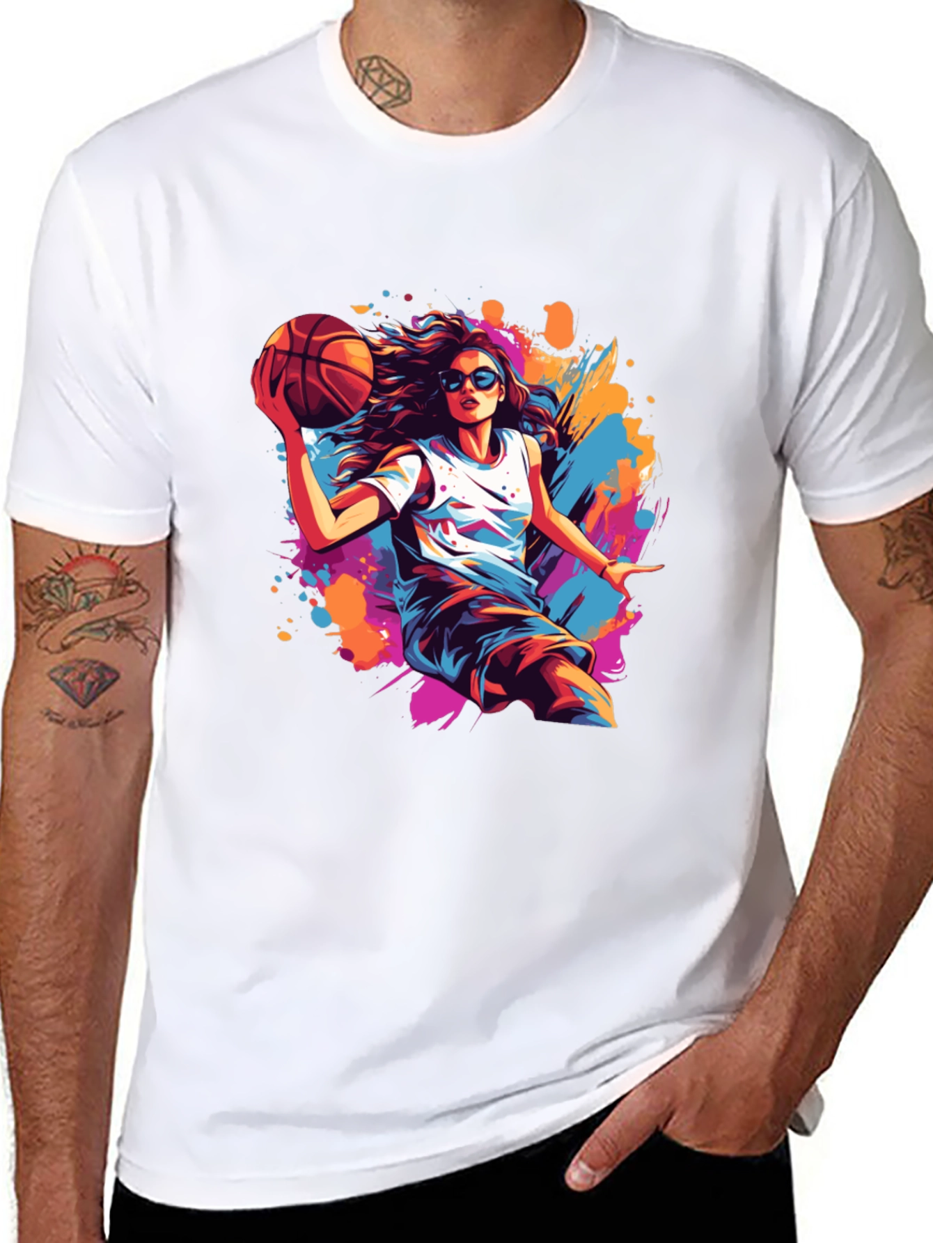 Basketball Girl Black T-Shirt - Stylish Graphic Tee