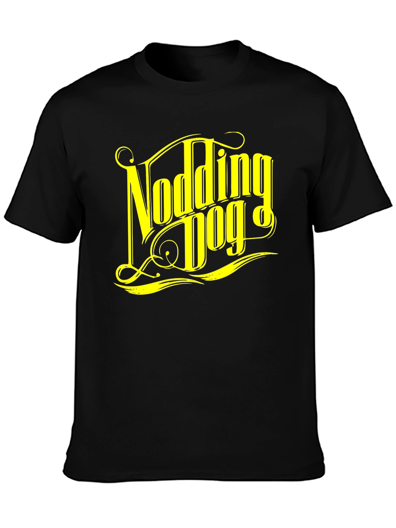 Nodding Dog Graphic Tee - Black Cotton T-Shirt
