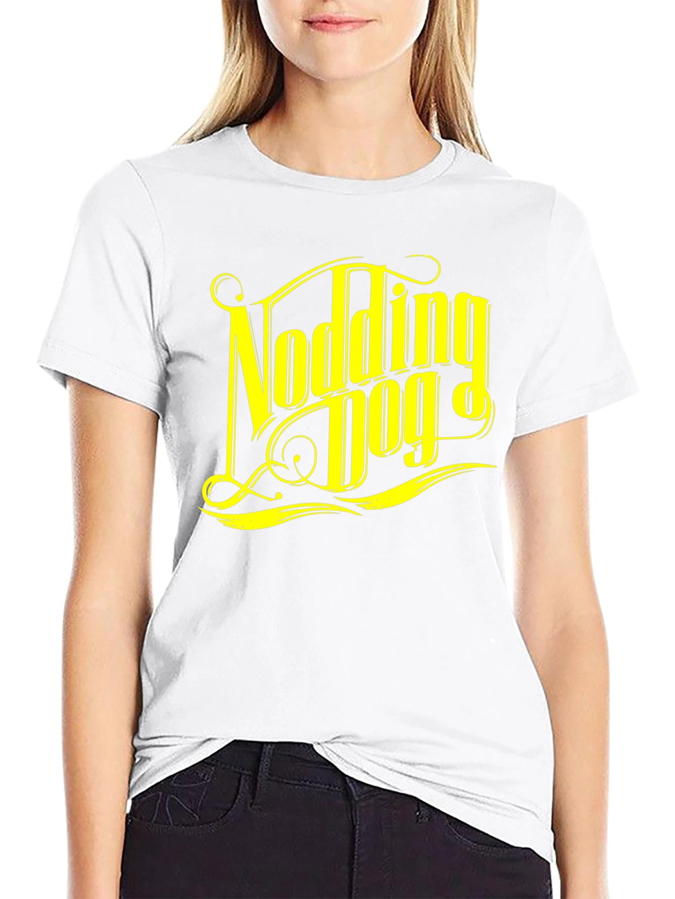 Nodding Dog Graphic Tee - Black Cotton T-Shirt