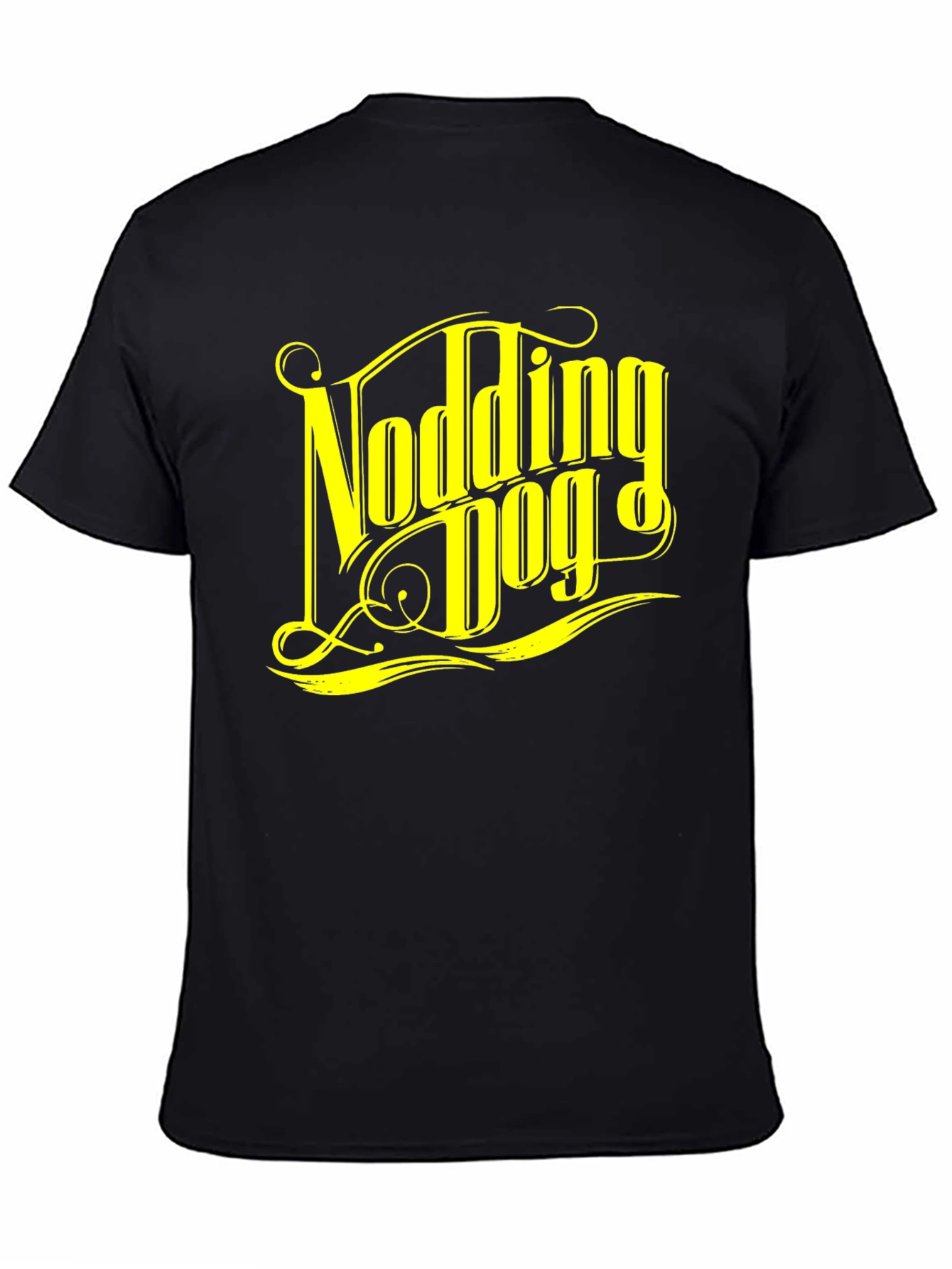 Nodding Dog Graphic Tee - Black Cotton T-Shirt