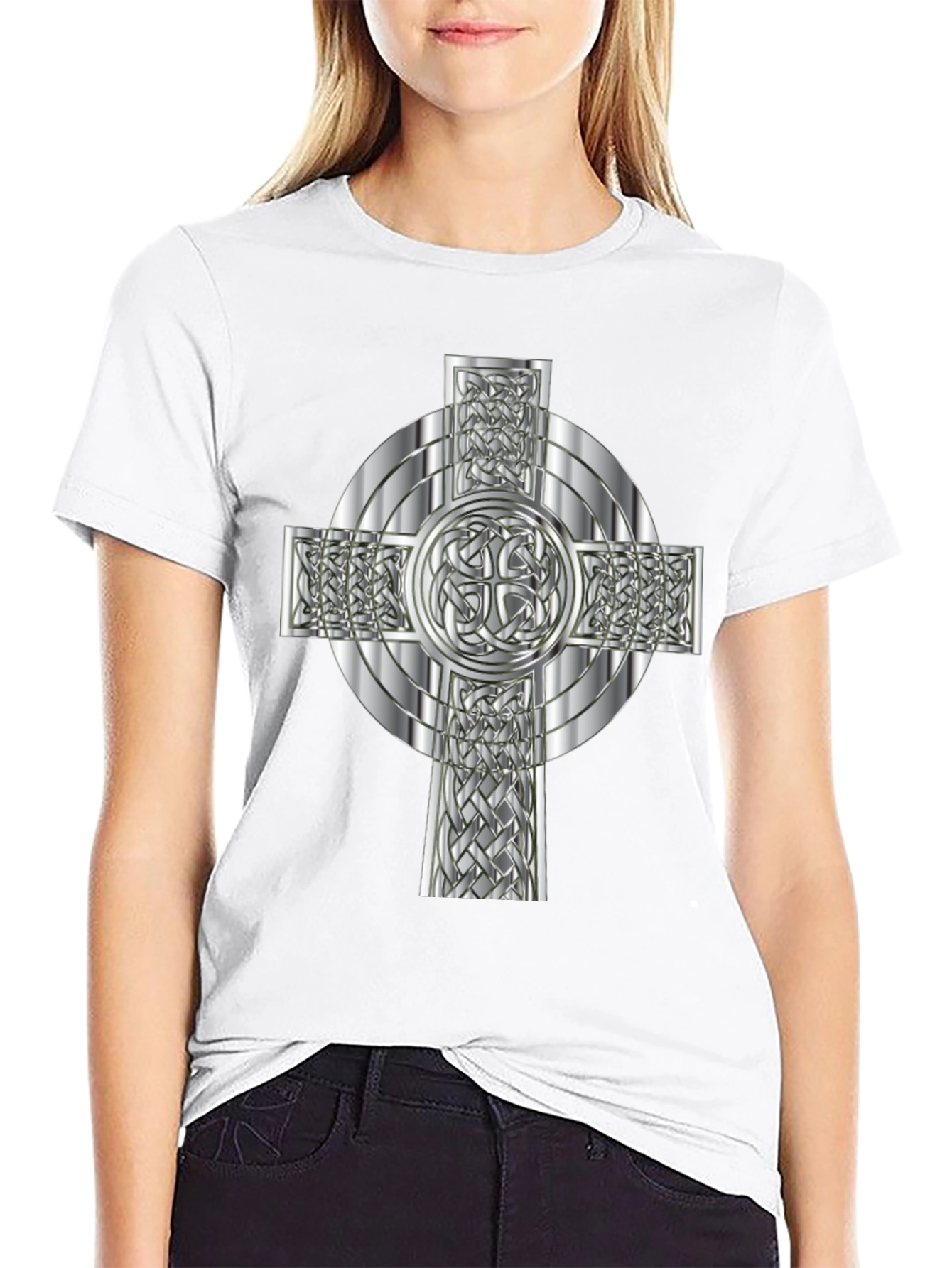 Celtic Knot Cross Graphic Tee - Black