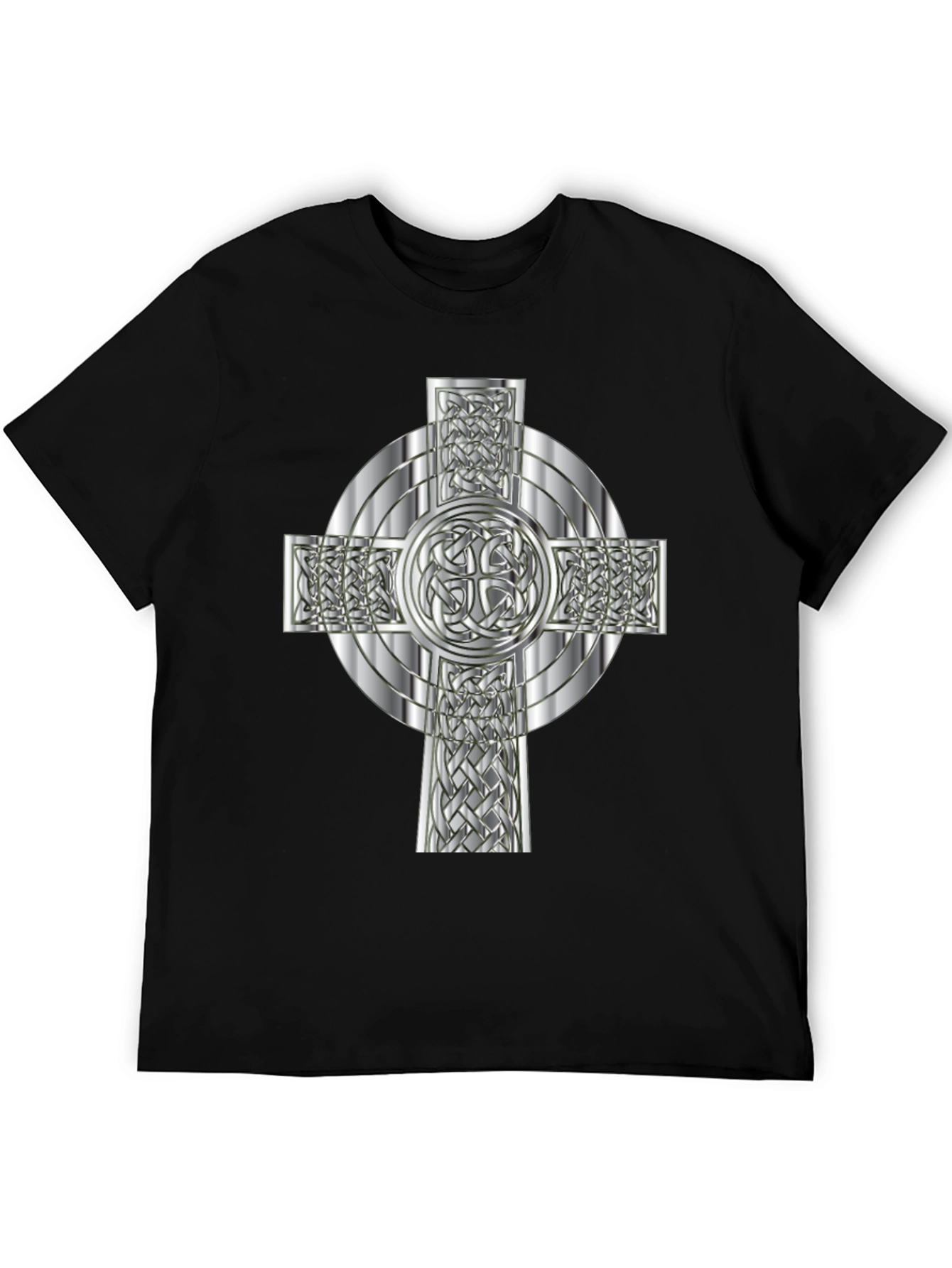 Celtic Knot Cross Graphic Tee - Black