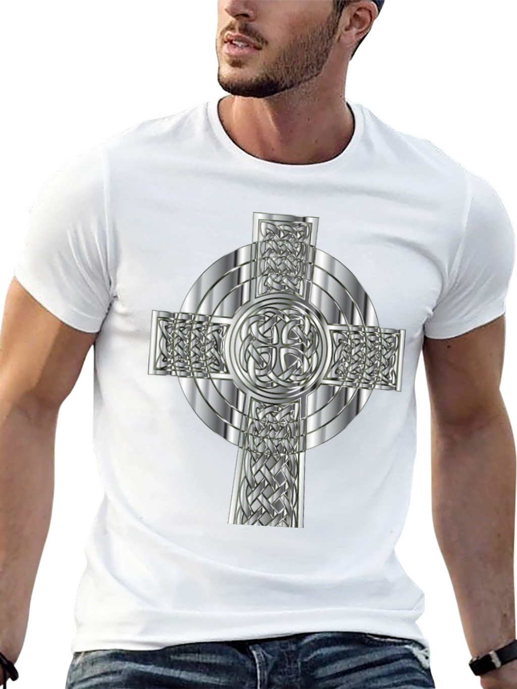 Celtic Knot Cross Graphic Tee - Black