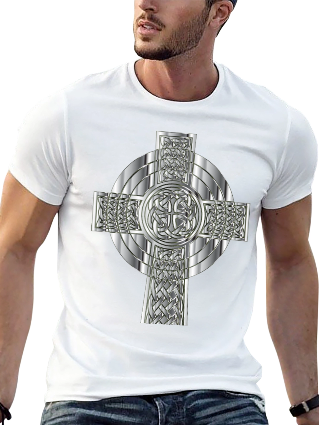 Celtic Knot Cross Graphic Tee - Black
