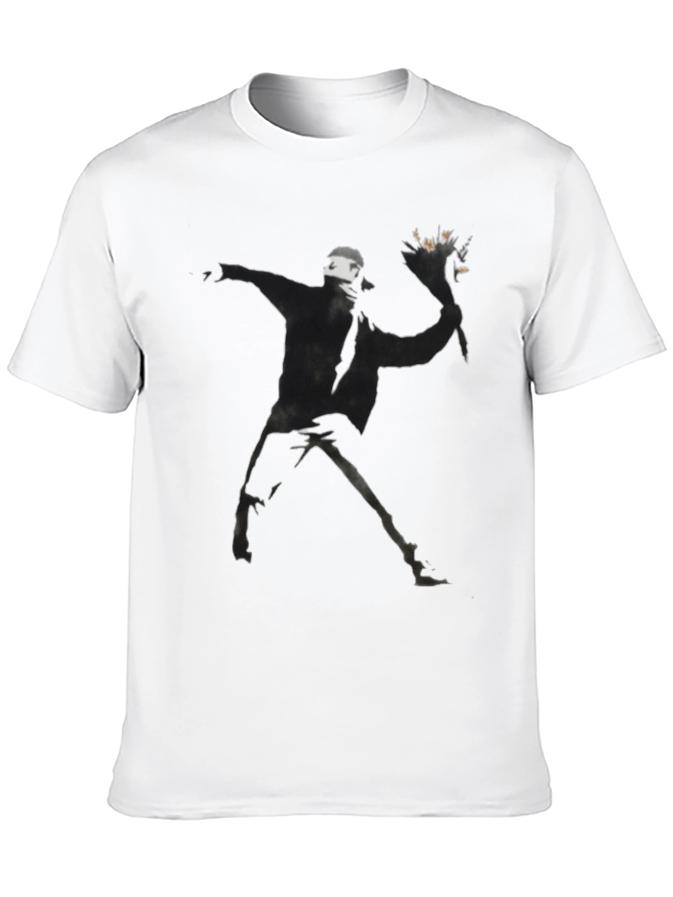 Banksy Flower Bomber Black T-Shirt