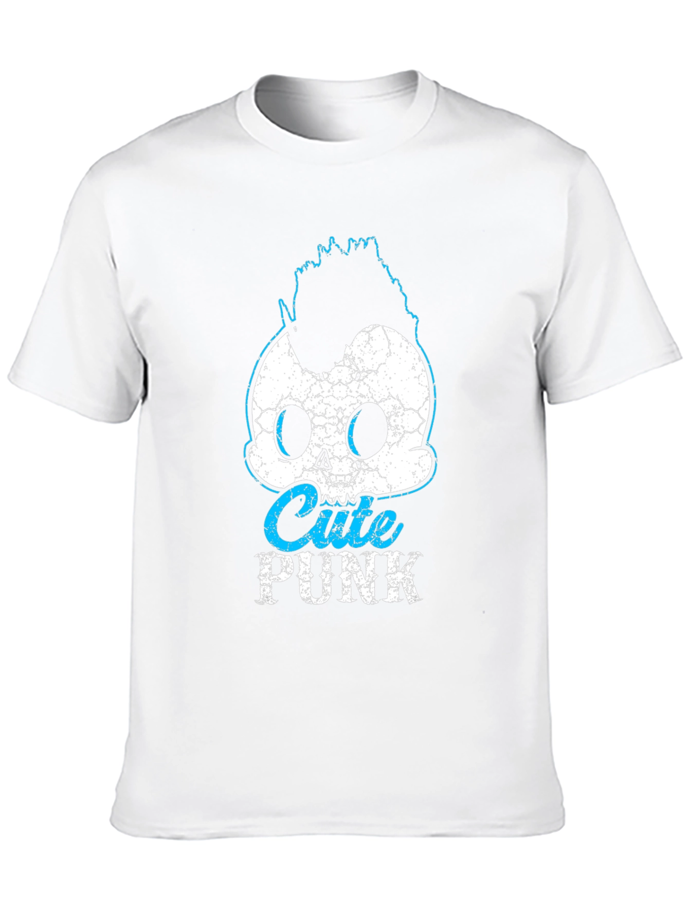 Cute Punk Skull Graphic Tee - Black Cotton T-Shirt