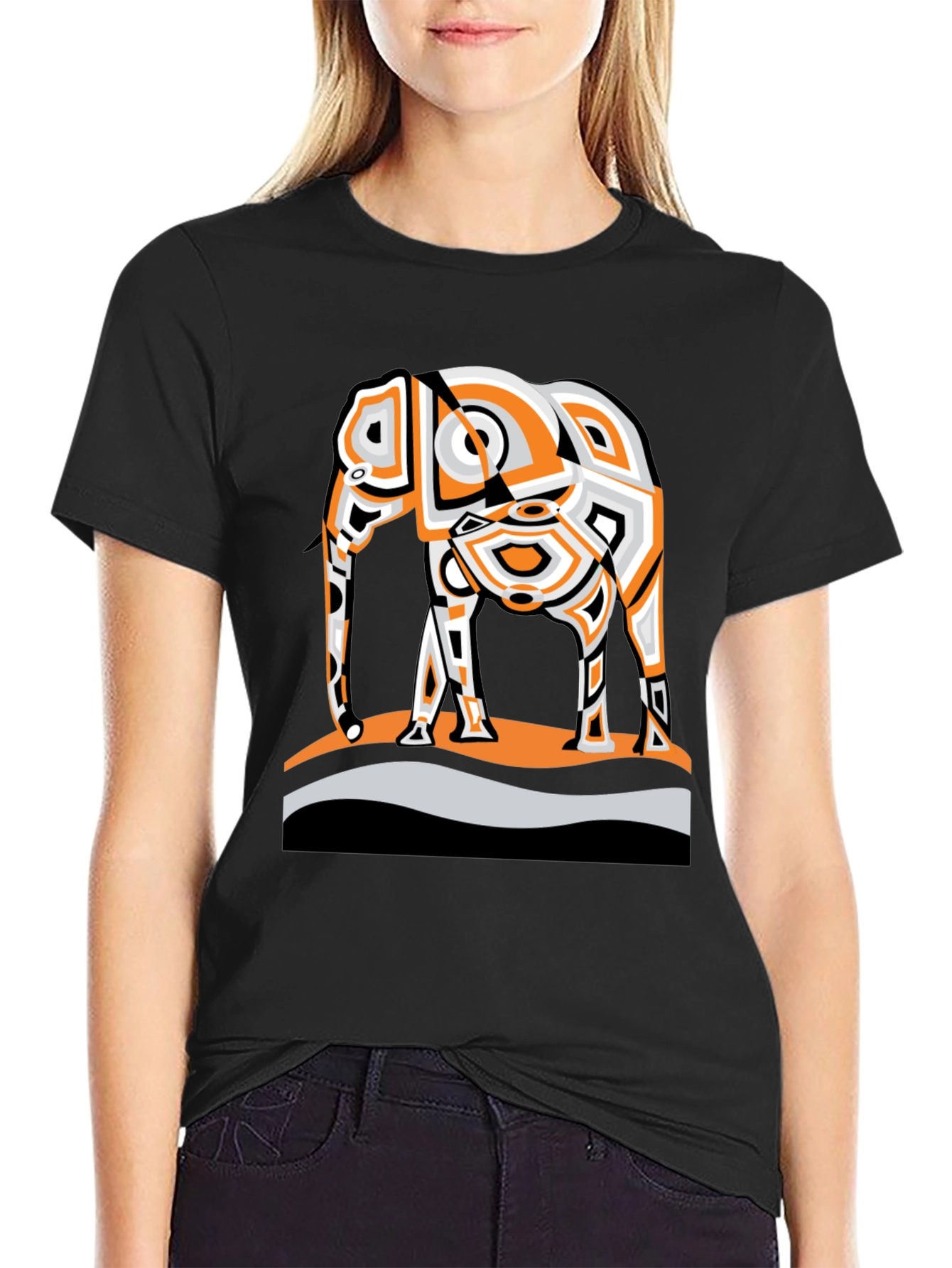 Abstract Elephant Graphic Tee - Modern Style
