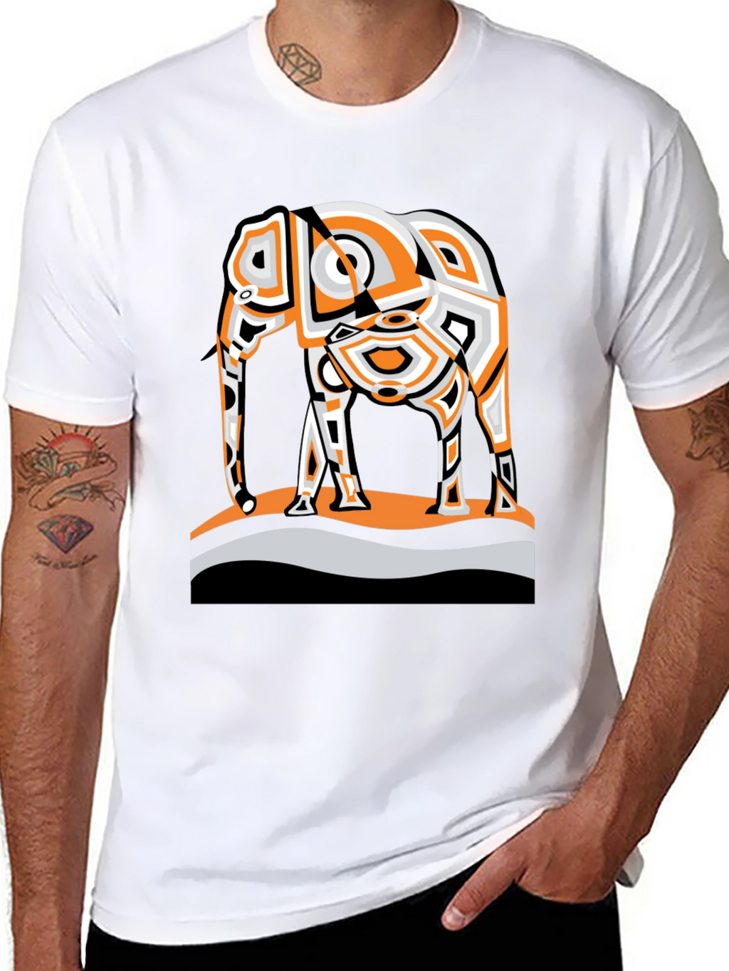 Abstract Elephant Graphic Tee - Modern Style