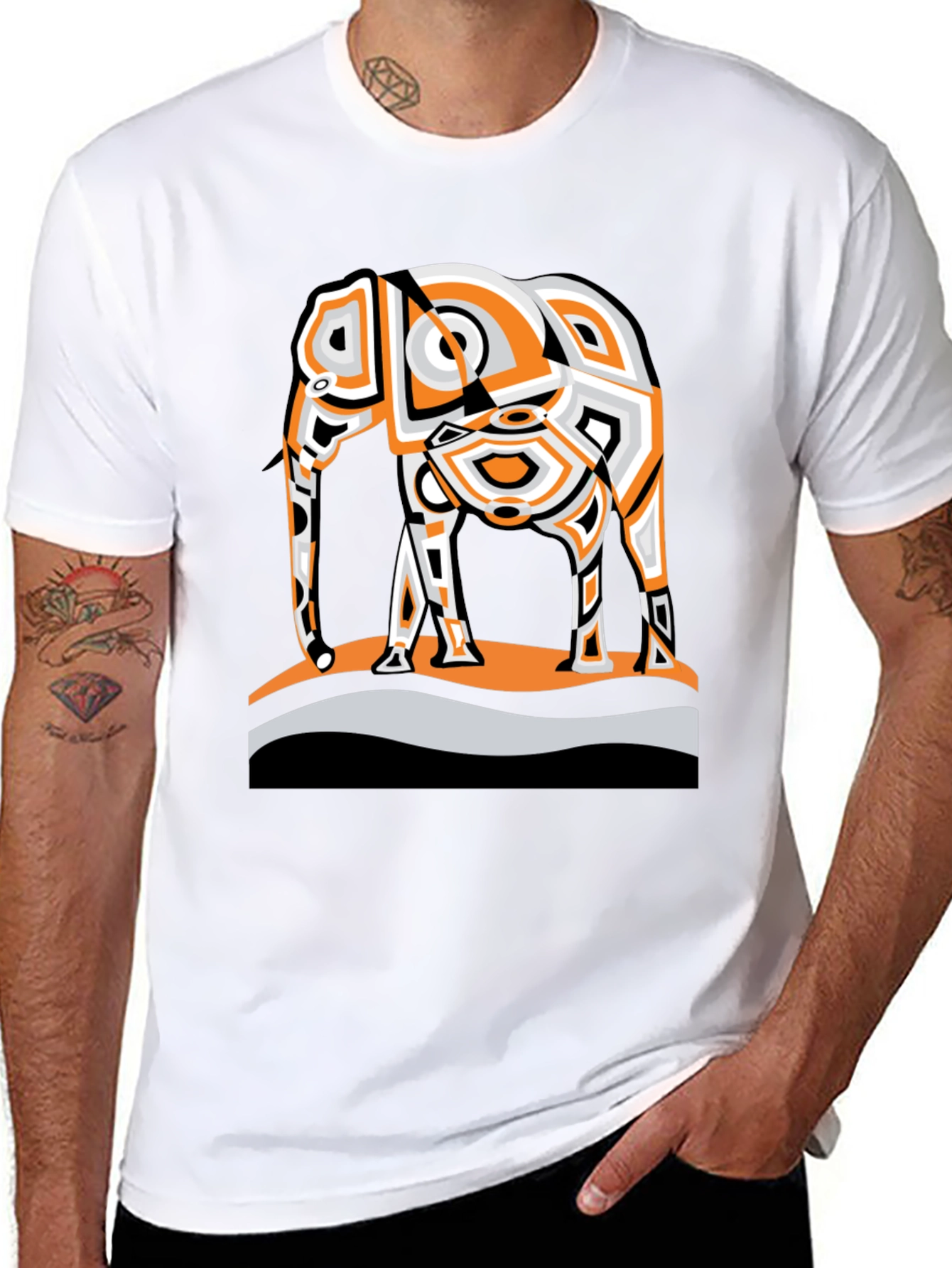 Abstract Elephant Graphic Tee - Modern Style