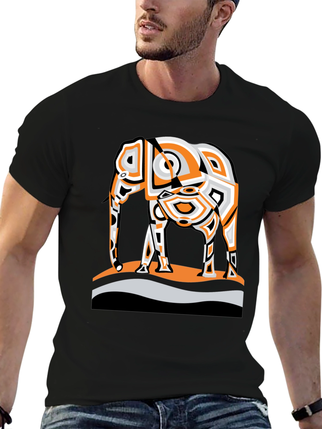 Abstract Elephant Graphic Tee - Modern Style