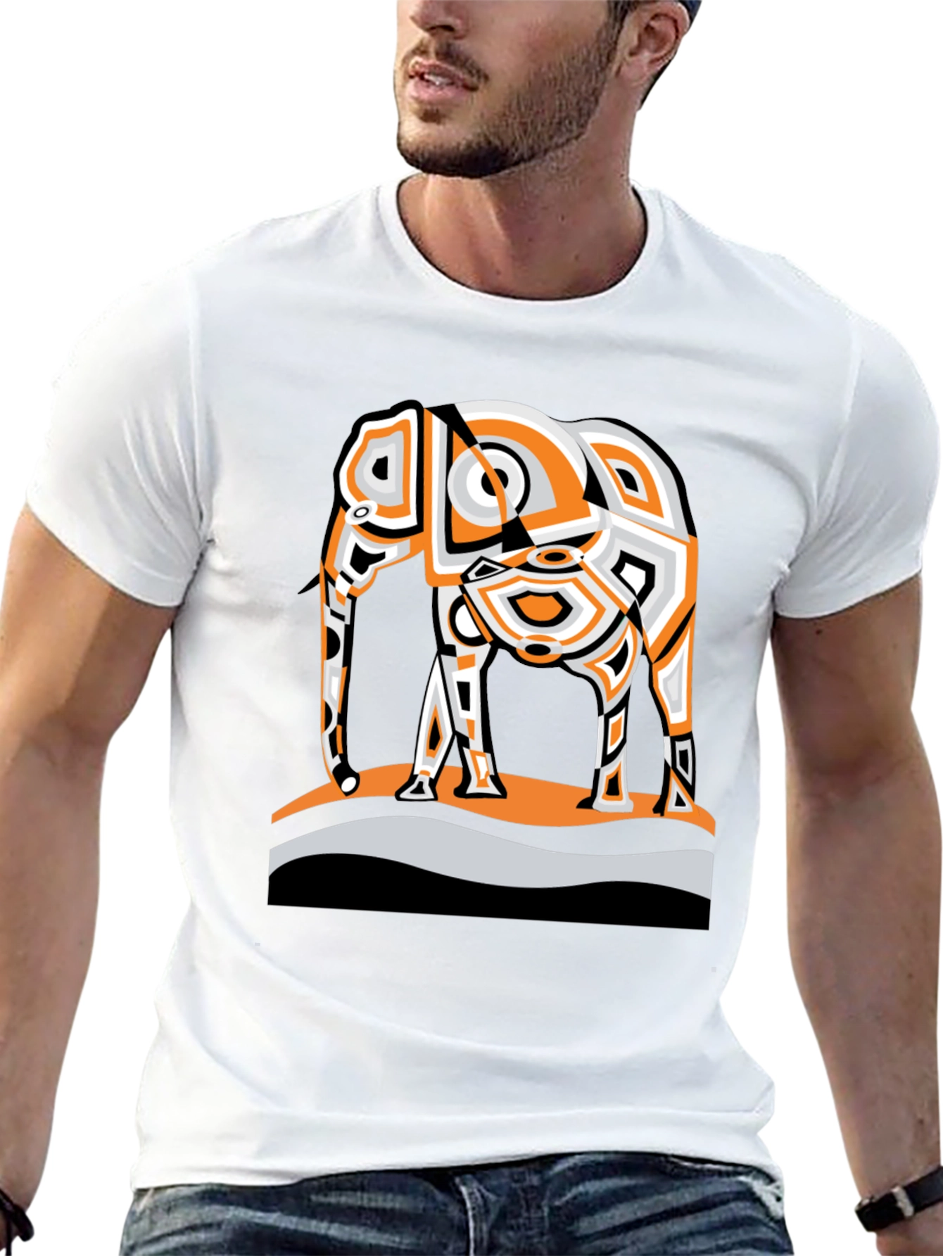 Abstract Elephant Graphic Tee - Modern Style