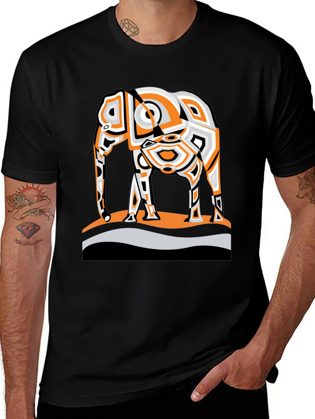 Abstract Elephant Graphic Tee - Modern Style