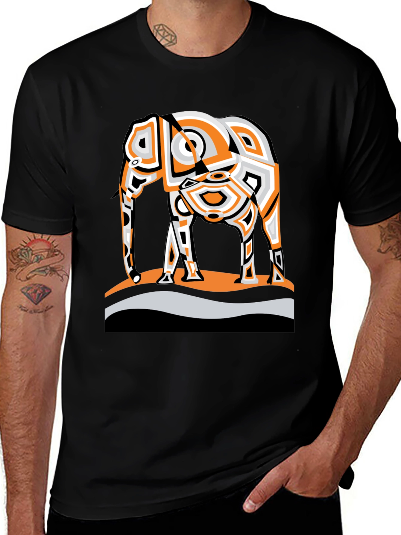 Abstract Elephant Graphic Tee - Modern Style