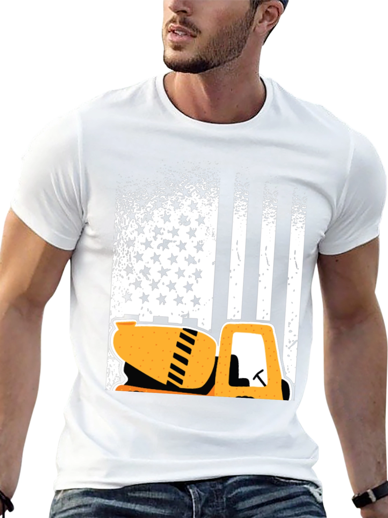American Flag Concrete Mixer T-Shirt - Patriotic Construction