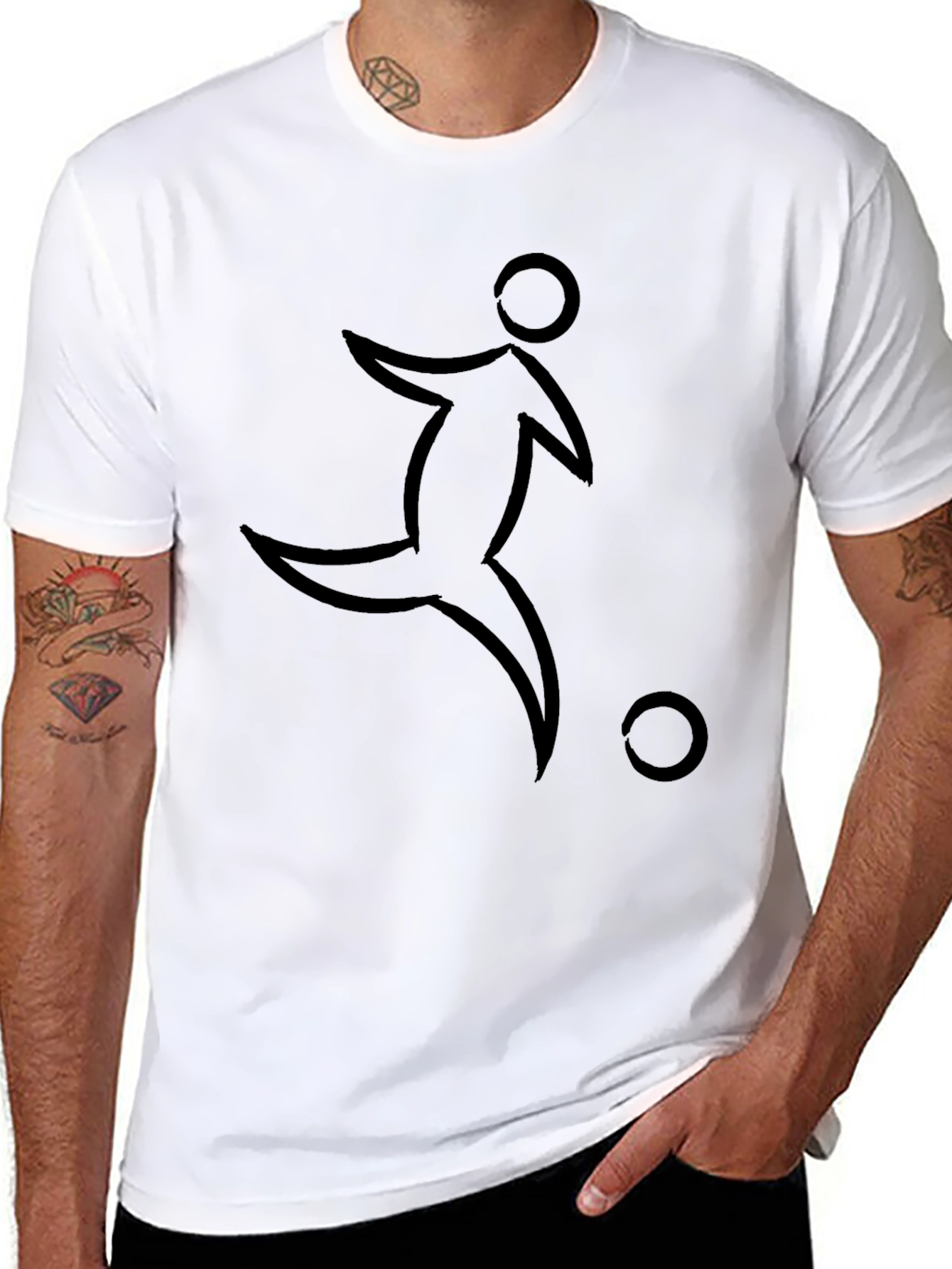 Black Soccer Player Graphic Tee - Stylish & Comfortable