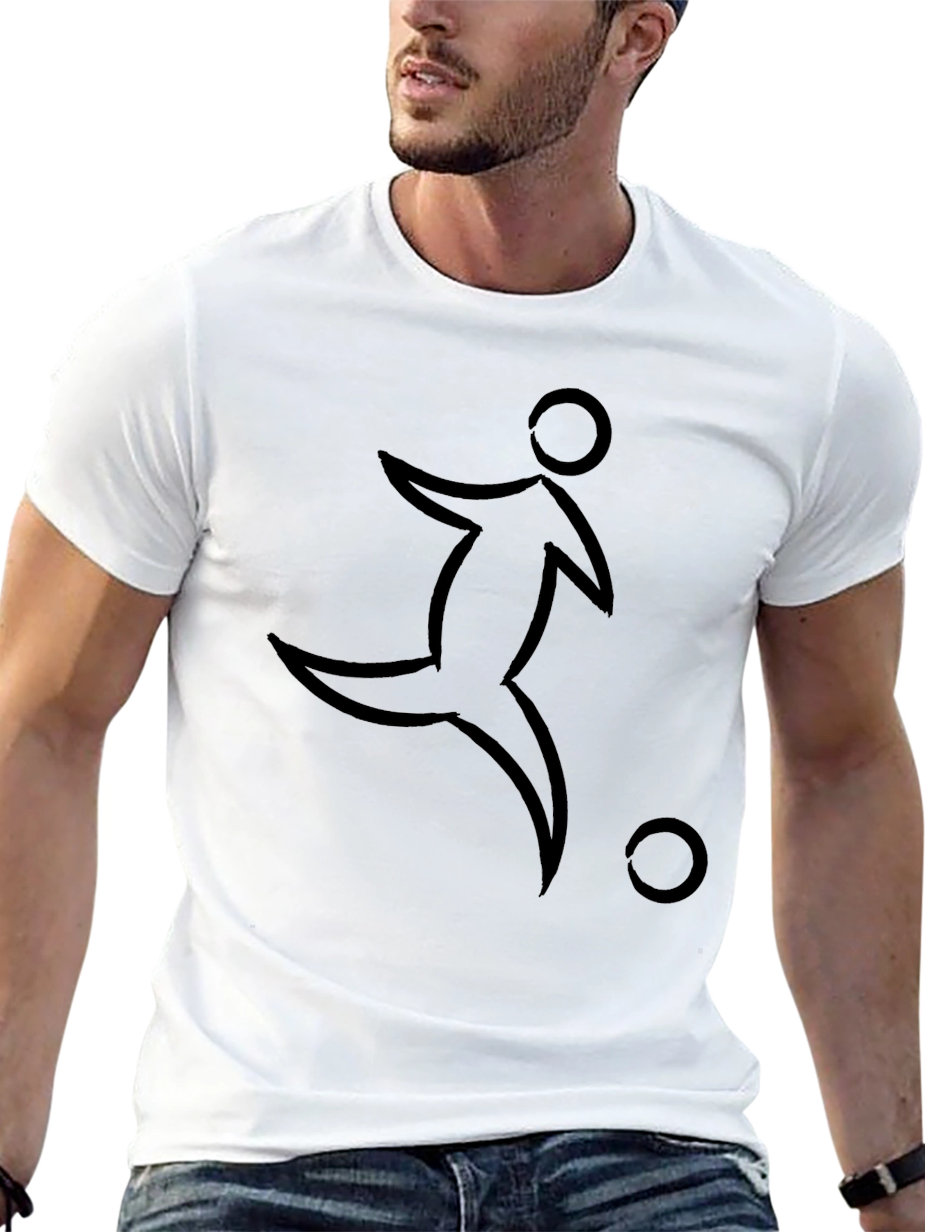 Black Soccer Player Graphic Tee - Stylish & Comfortable