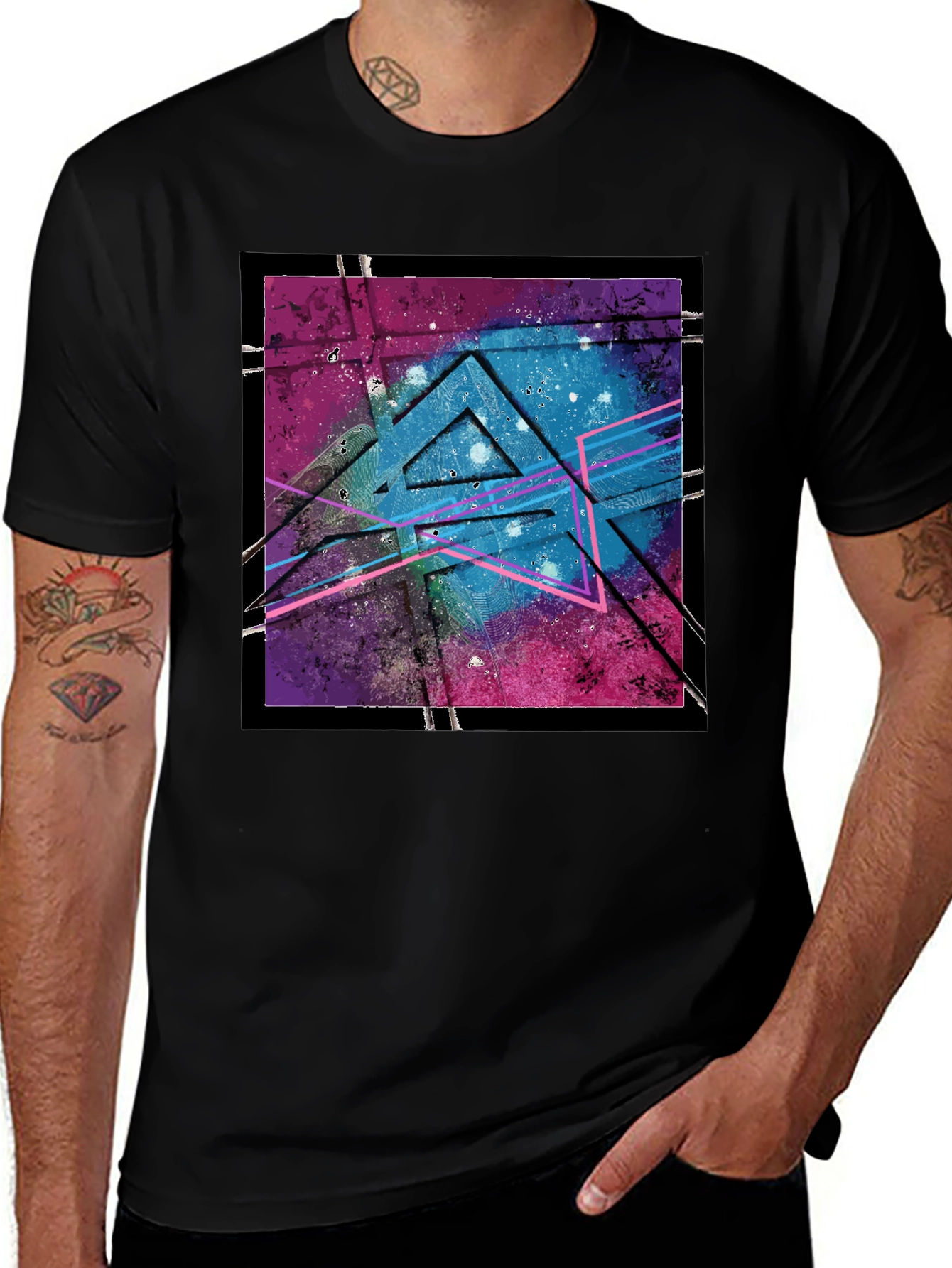 Abstract Triangle T-Shirt - Galaxy Design