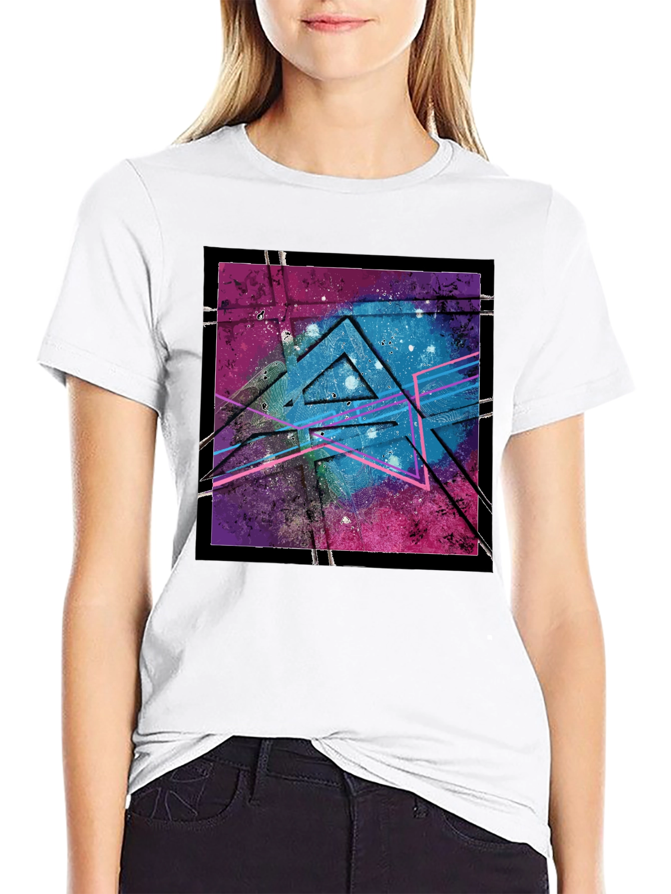 Abstract Triangle T-Shirt - Galaxy Design