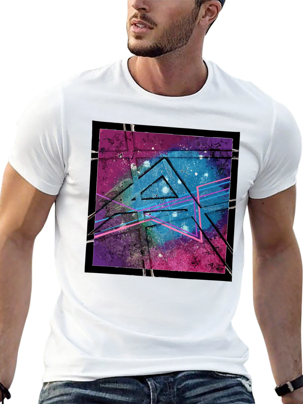 Abstract Triangle T-Shirt - Galaxy Design