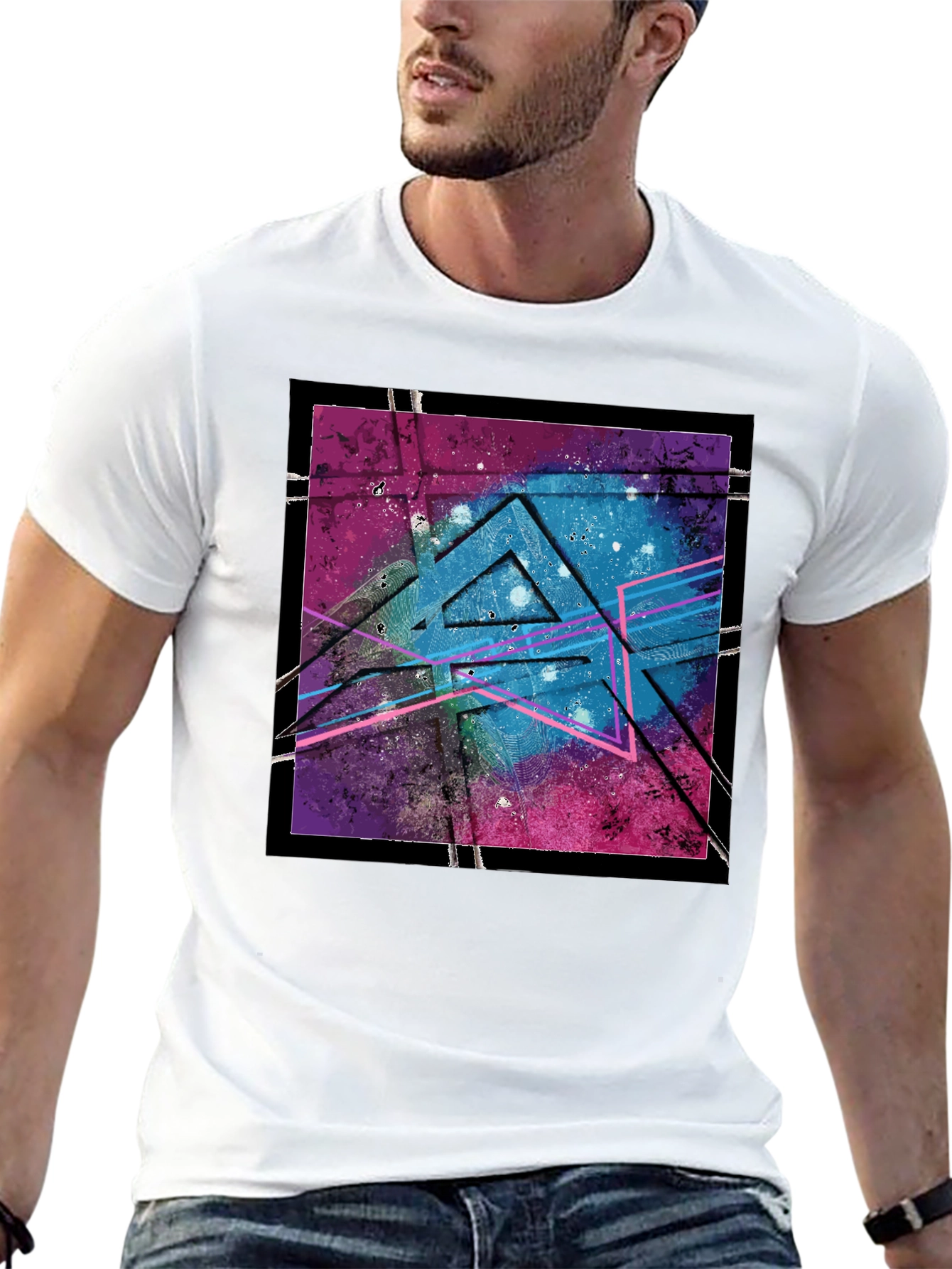 Abstract Triangle T-Shirt - Galaxy Design