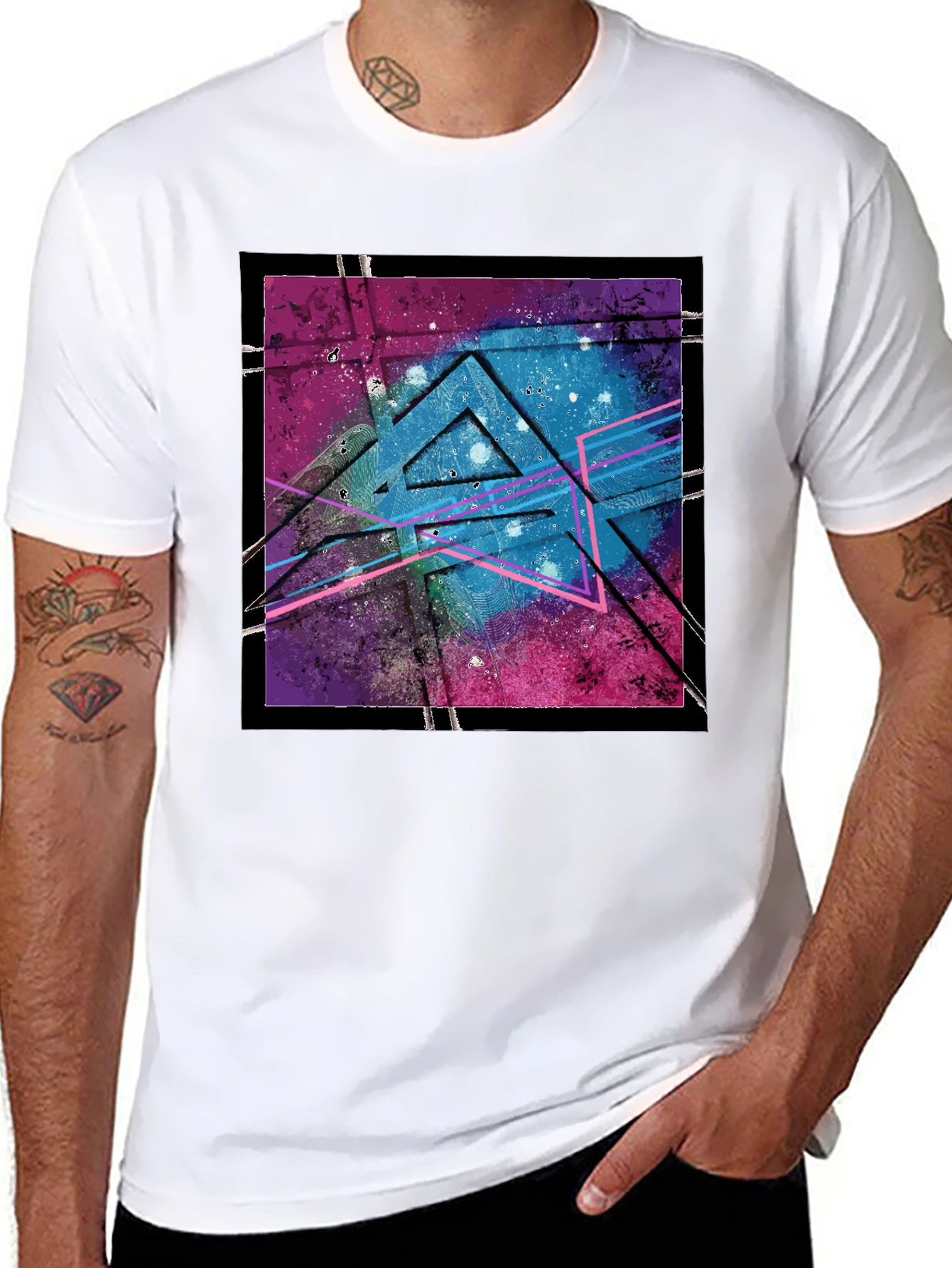 Abstract Triangle T-Shirt - Galaxy Design