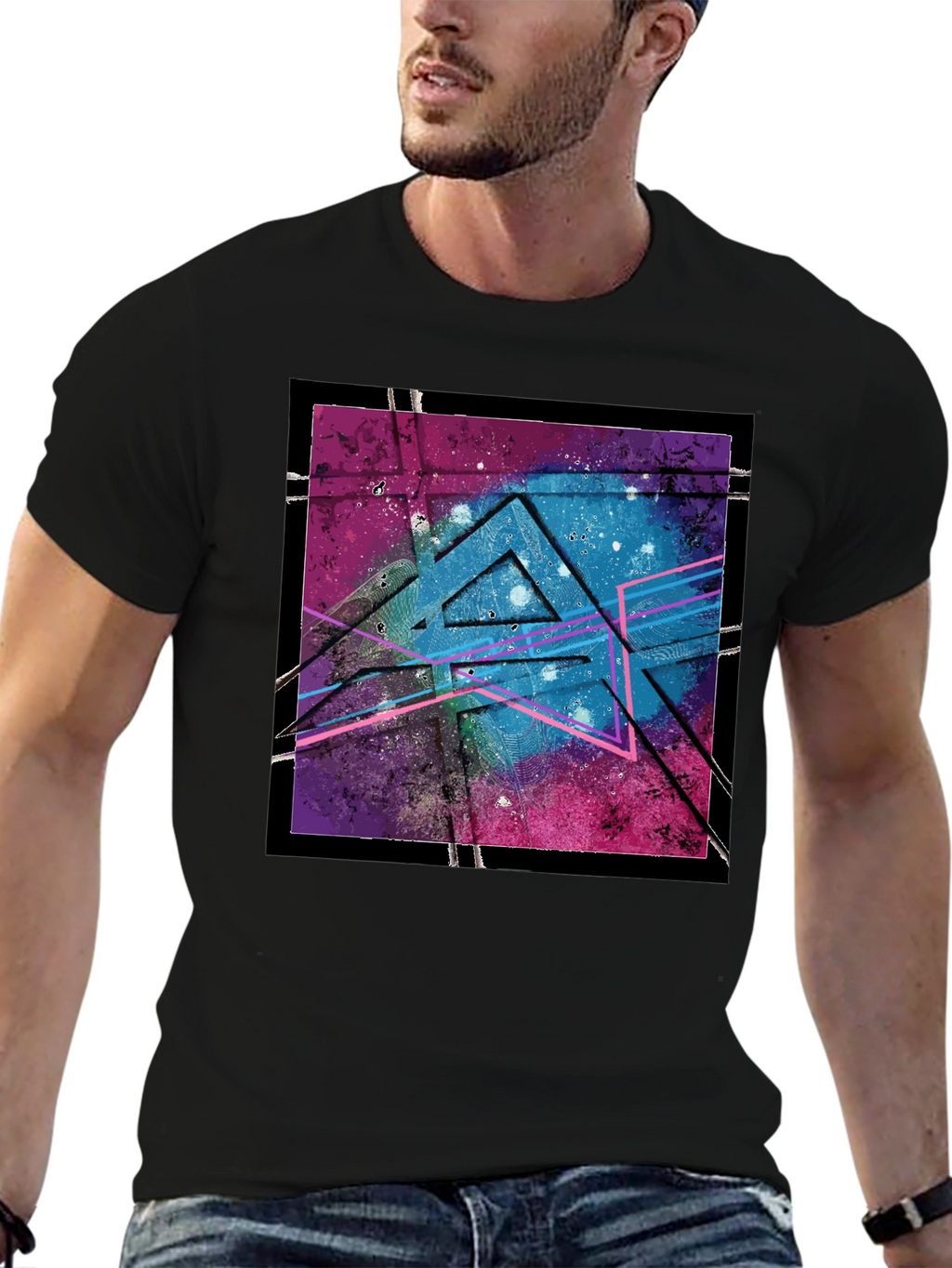 Abstract Triangle T-Shirt - Galaxy Design