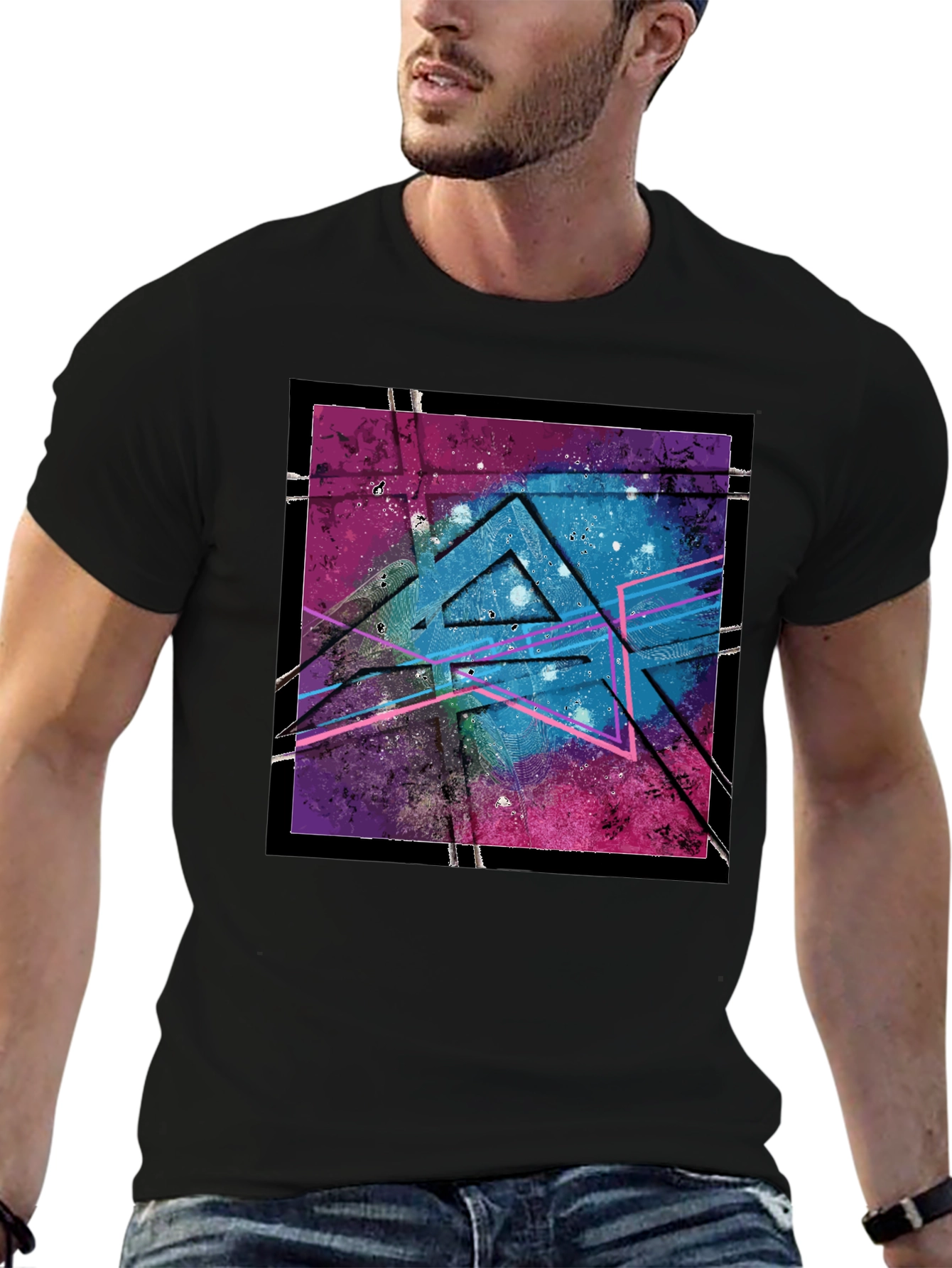 Abstract Triangle T-Shirt - Galaxy Design
