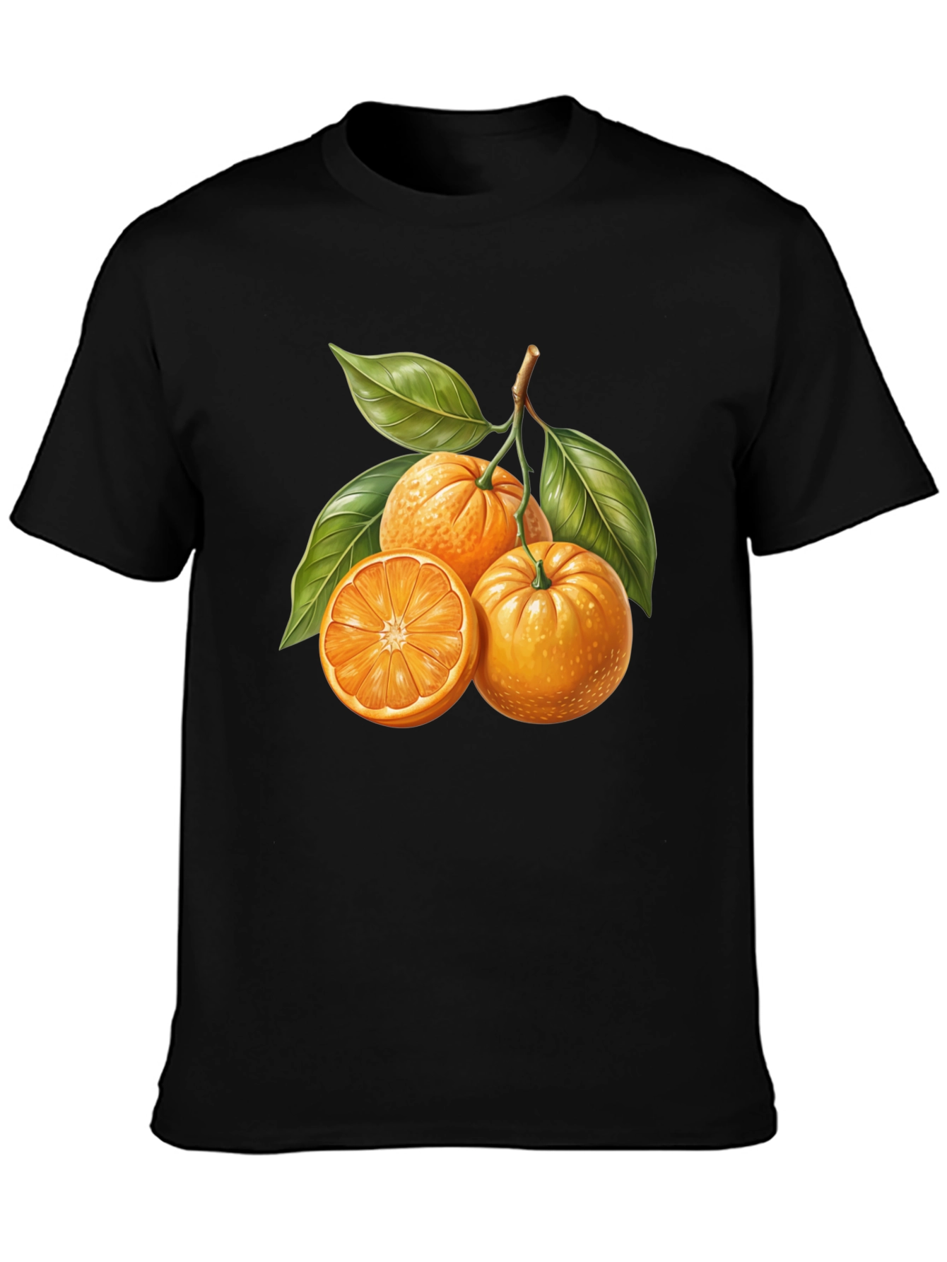 Citrus Fruit Graphic Tee - Stylish Black T-Shirt