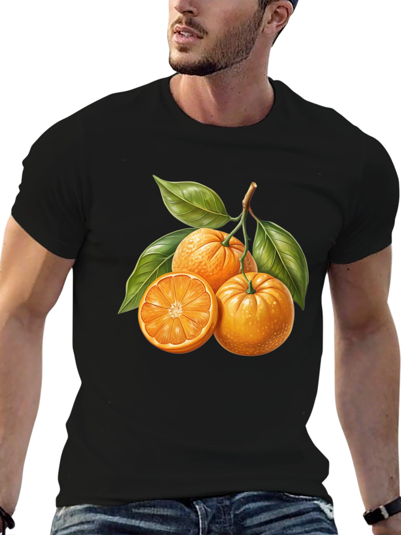 Citrus Fruit Graphic Tee - Stylish Black T-Shirt