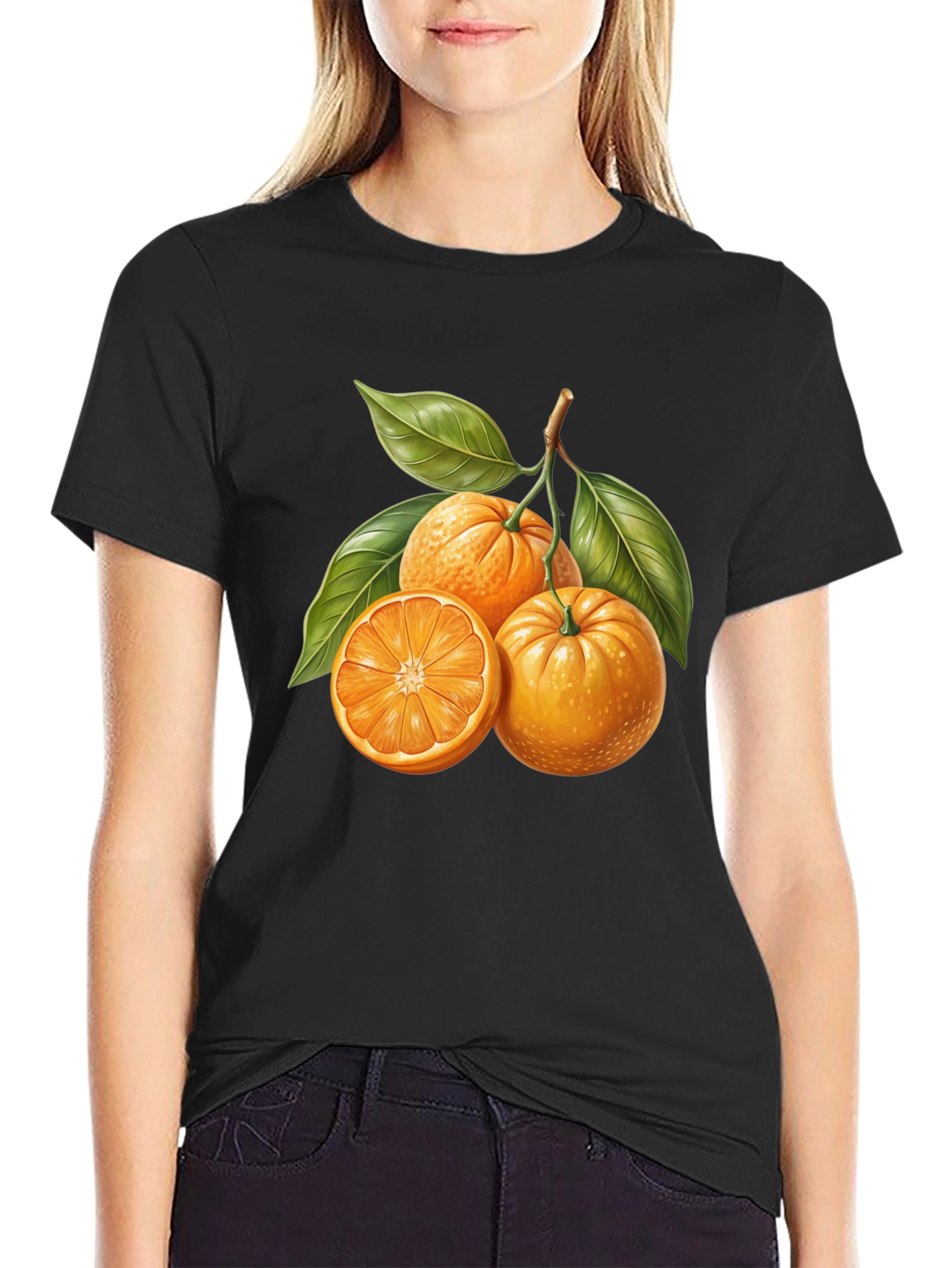 Citrus Fruit Graphic Tee - Stylish Black T-Shirt