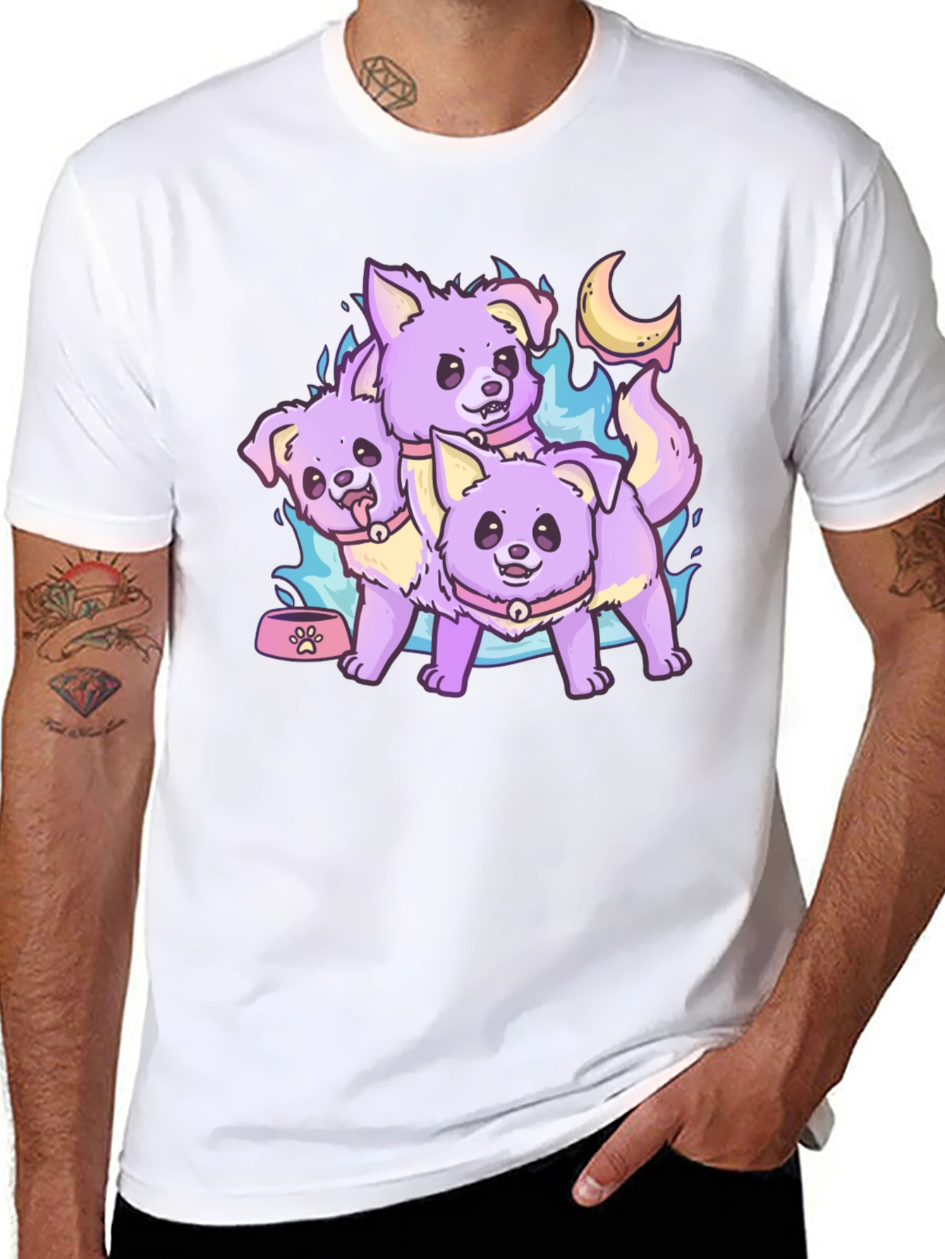 Cute Lilac Cerberus Dogs Graphic T-Shirt