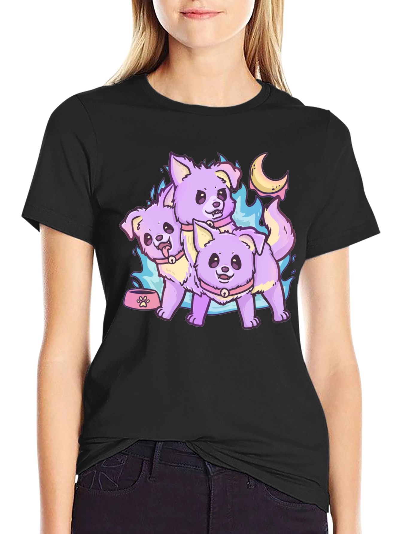 Cute Lilac Cerberus Dogs Graphic T-Shirt