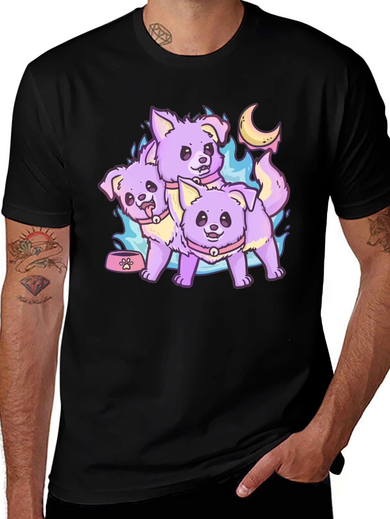 Cute Lilac Cerberus Dogs Graphic T-Shirt