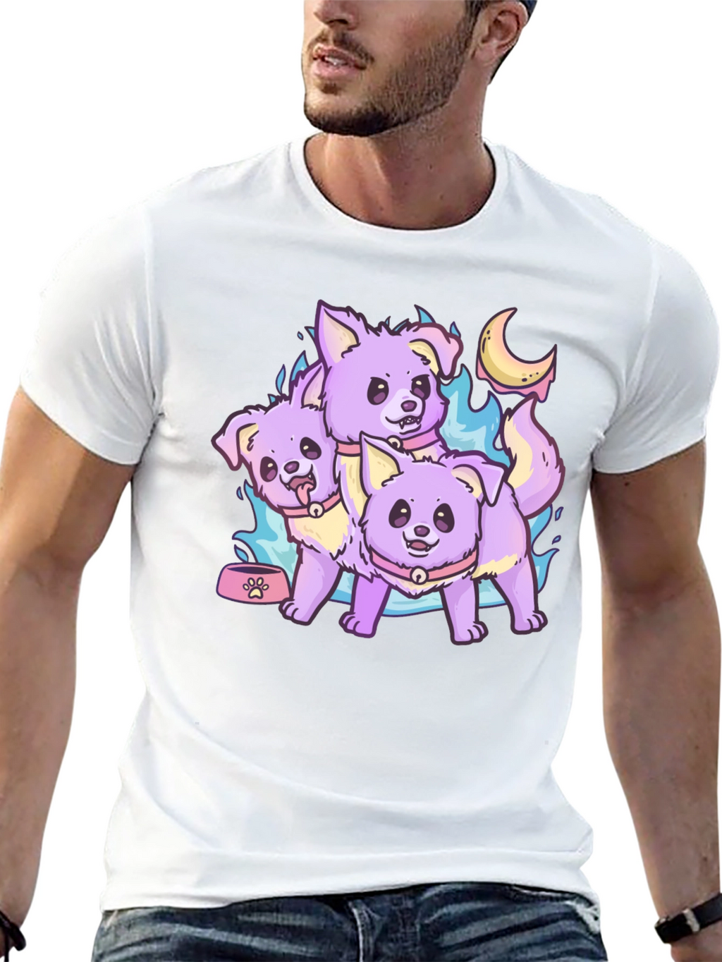 Cute Lilac Cerberus Dogs Graphic T-Shirt