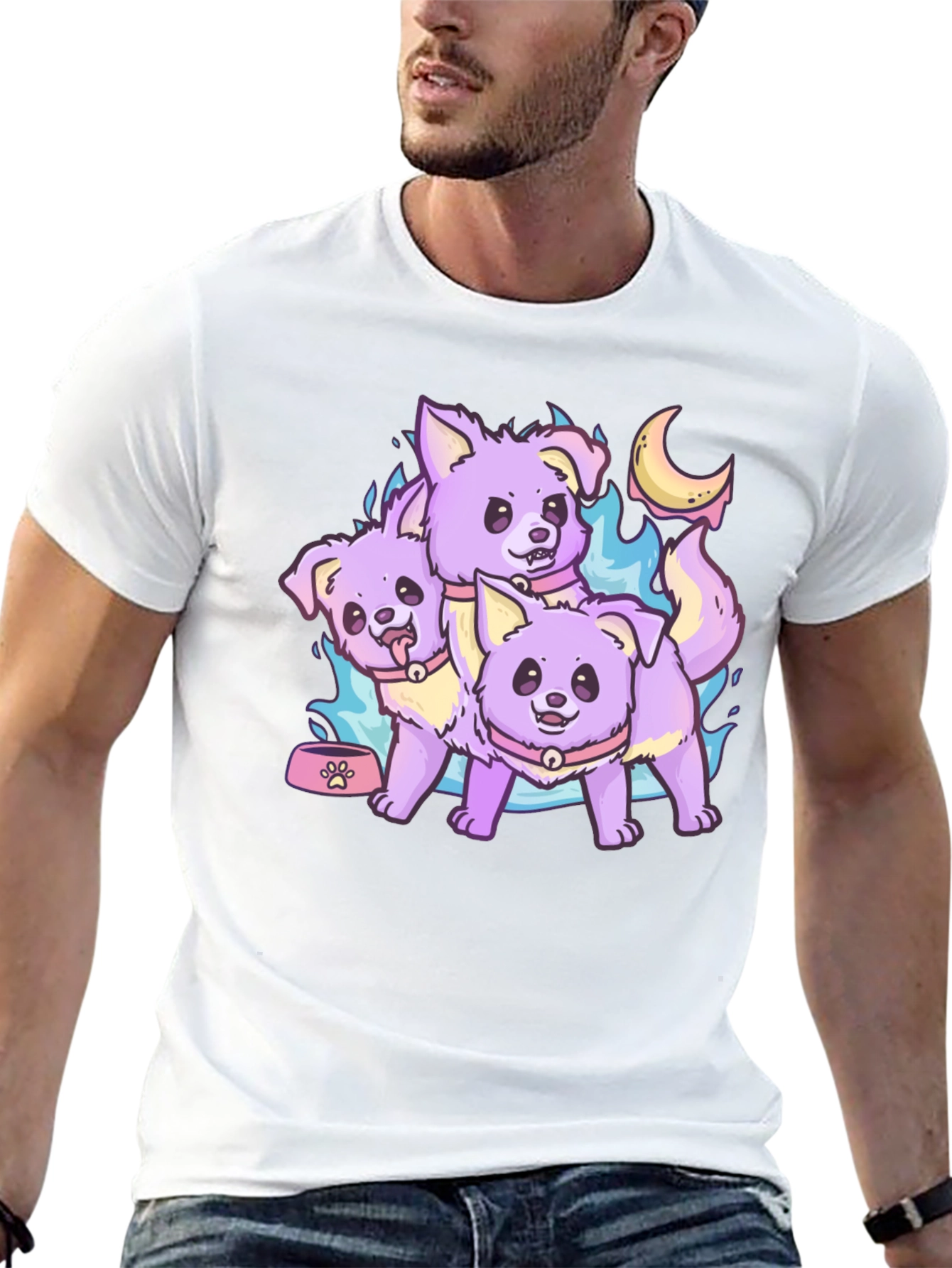 Cute Lilac Cerberus Dogs Graphic T-Shirt