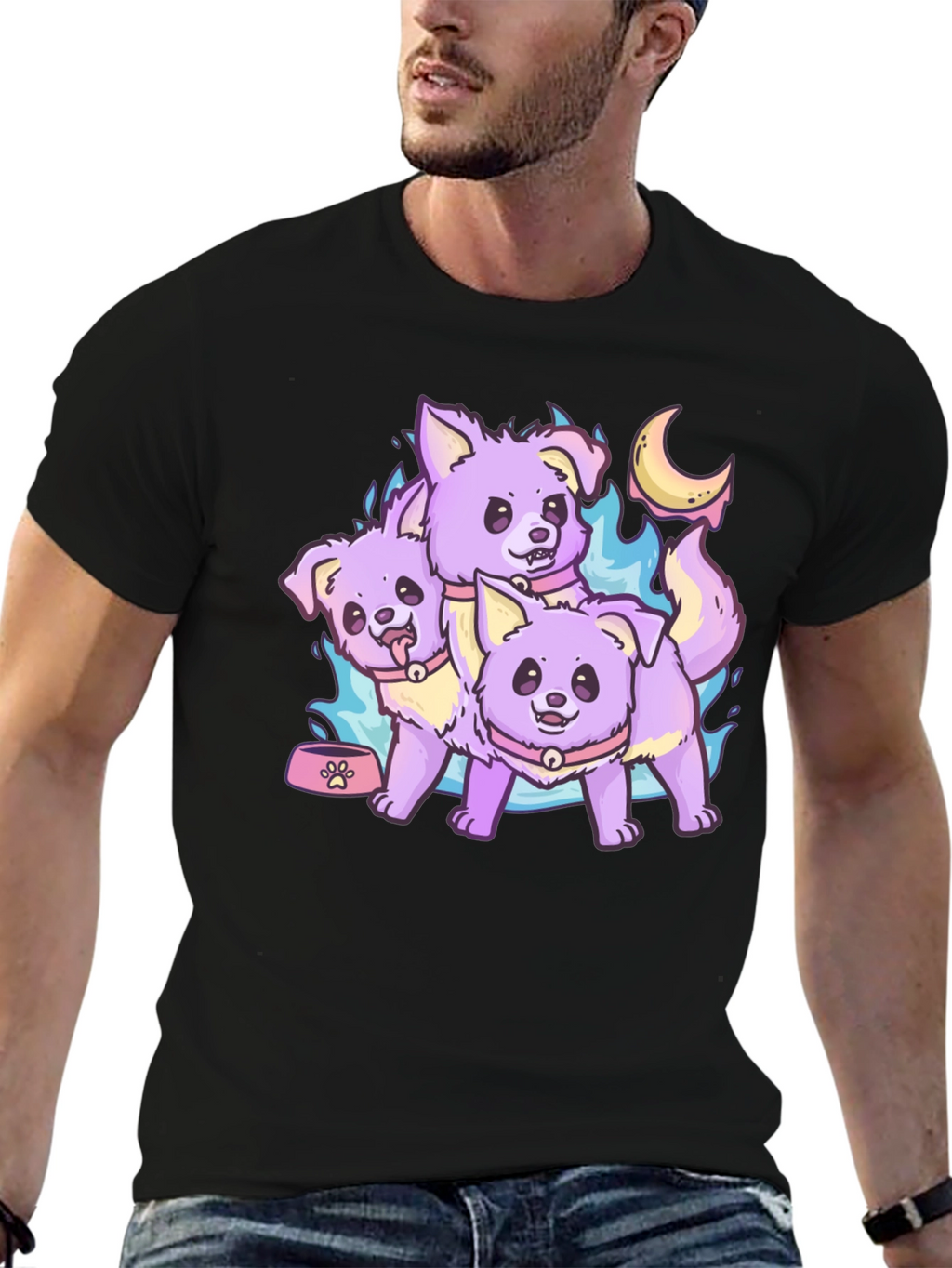 Cute Lilac Cerberus Dogs Graphic T-Shirt