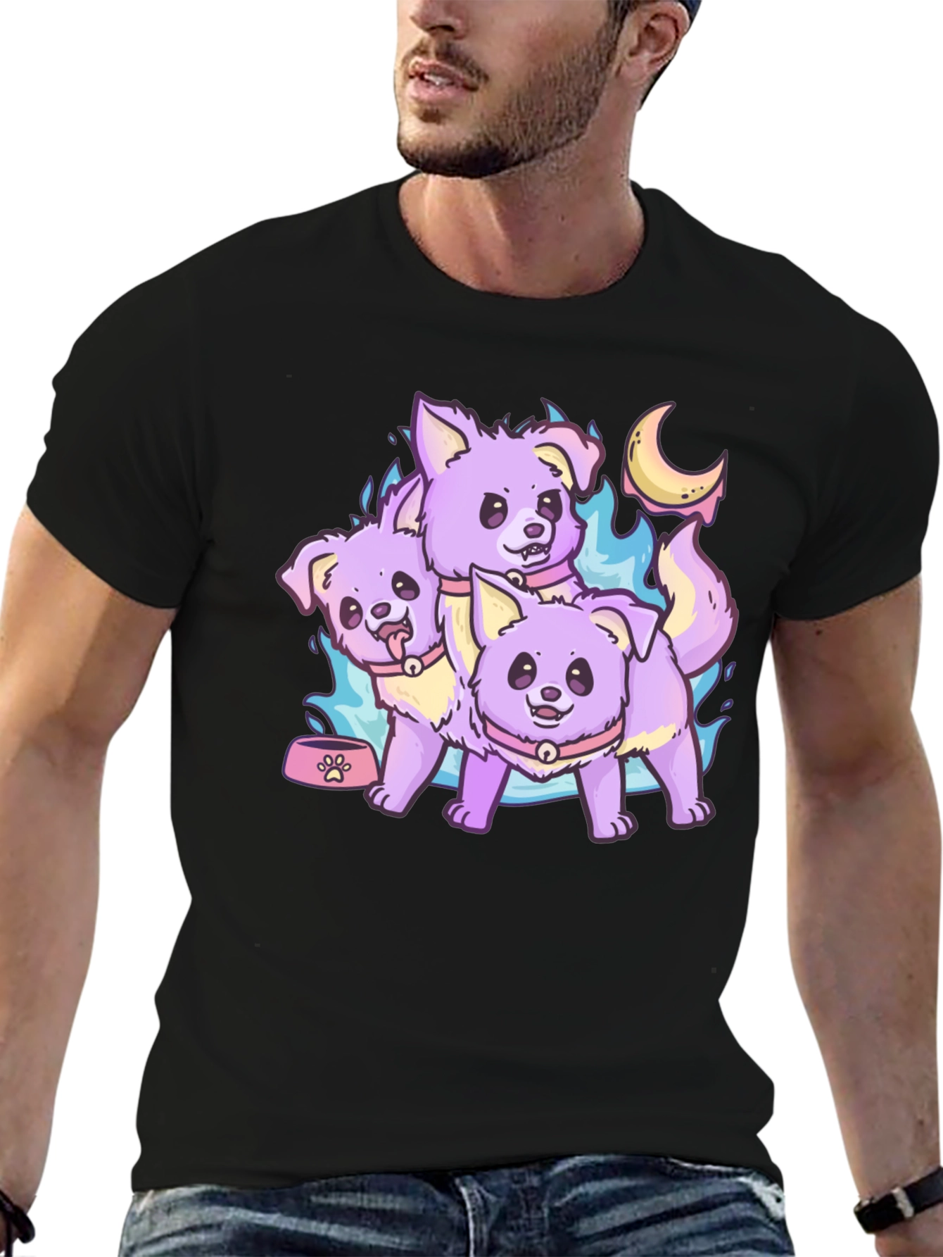 Cute Lilac Cerberus Dogs Graphic T-Shirt