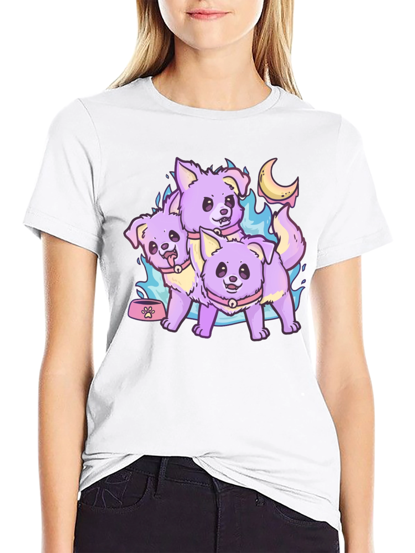 Cute Lilac Cerberus Dogs Graphic T-Shirt
