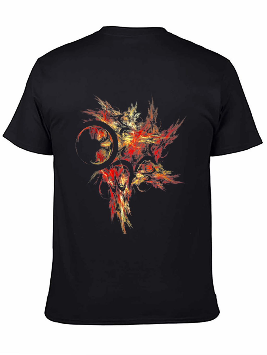 Abstract Red & Gold Graphic Black T-Shirt