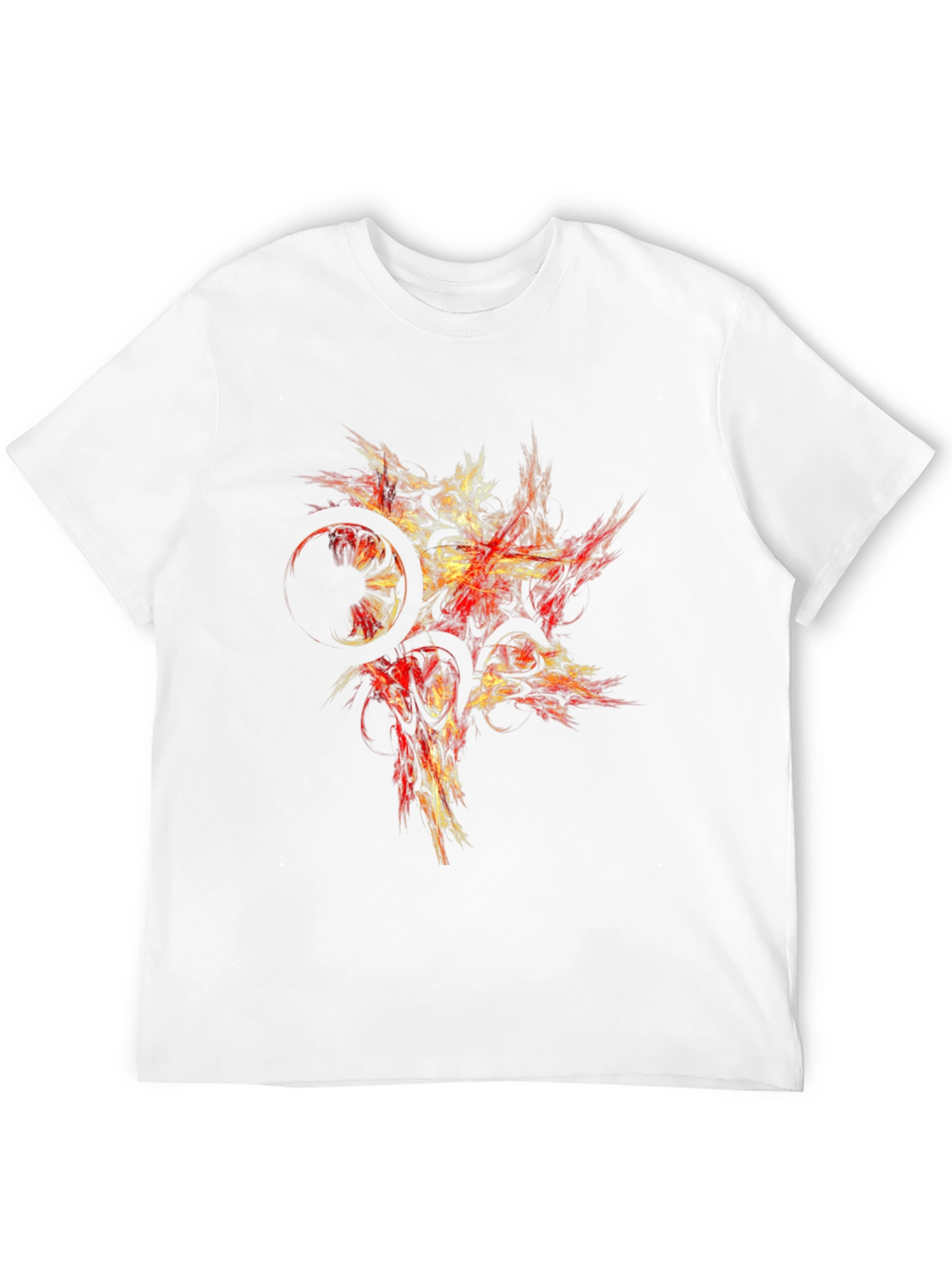 Abstract Red & Gold Graphic Black T-Shirt