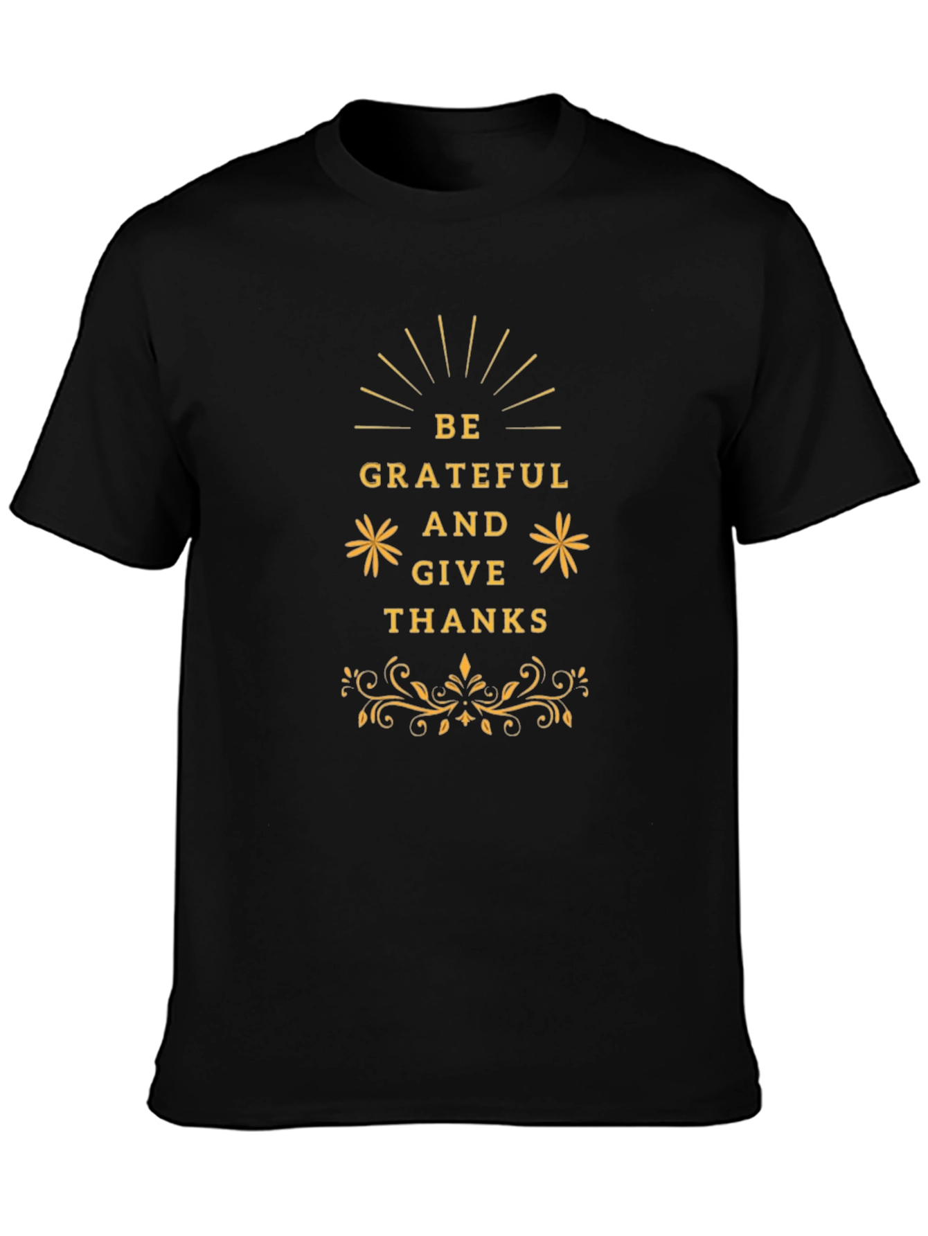Be Grateful Thanksgiving Graphic Tee - Black